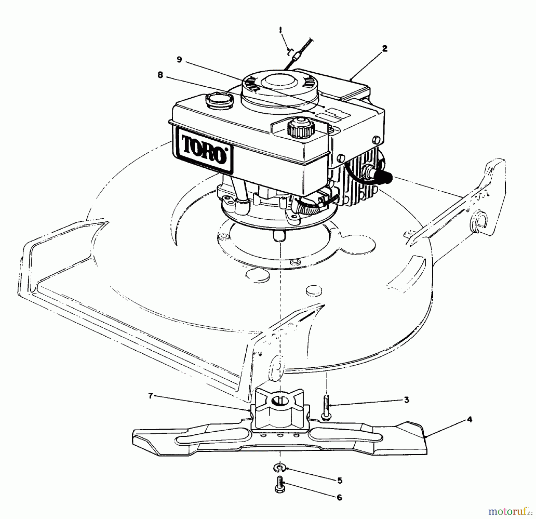  Toro Neu Mowers, Walk-Behind Seite 1 20531 - Toro Lawnmower, 1988 (8000001-8999999) ENGINE ASSEMBLY
