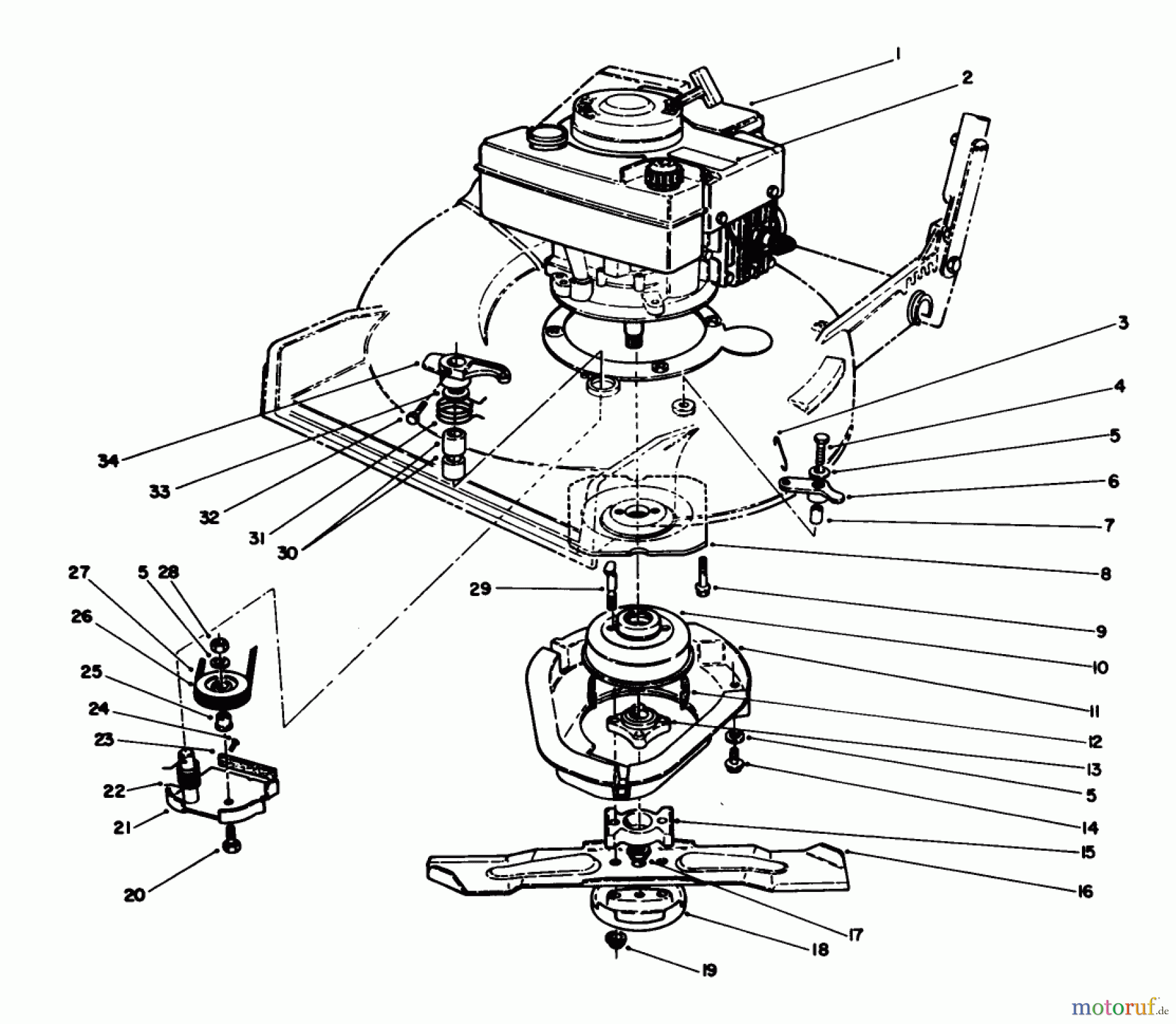  Toro Neu Mowers, Walk-Behind Seite 1 20532 - Toro Lawnmower, 1989 (9000001-9999999) ENGINE AND BLADE BRAKE CLUTCH ASSEMBLY