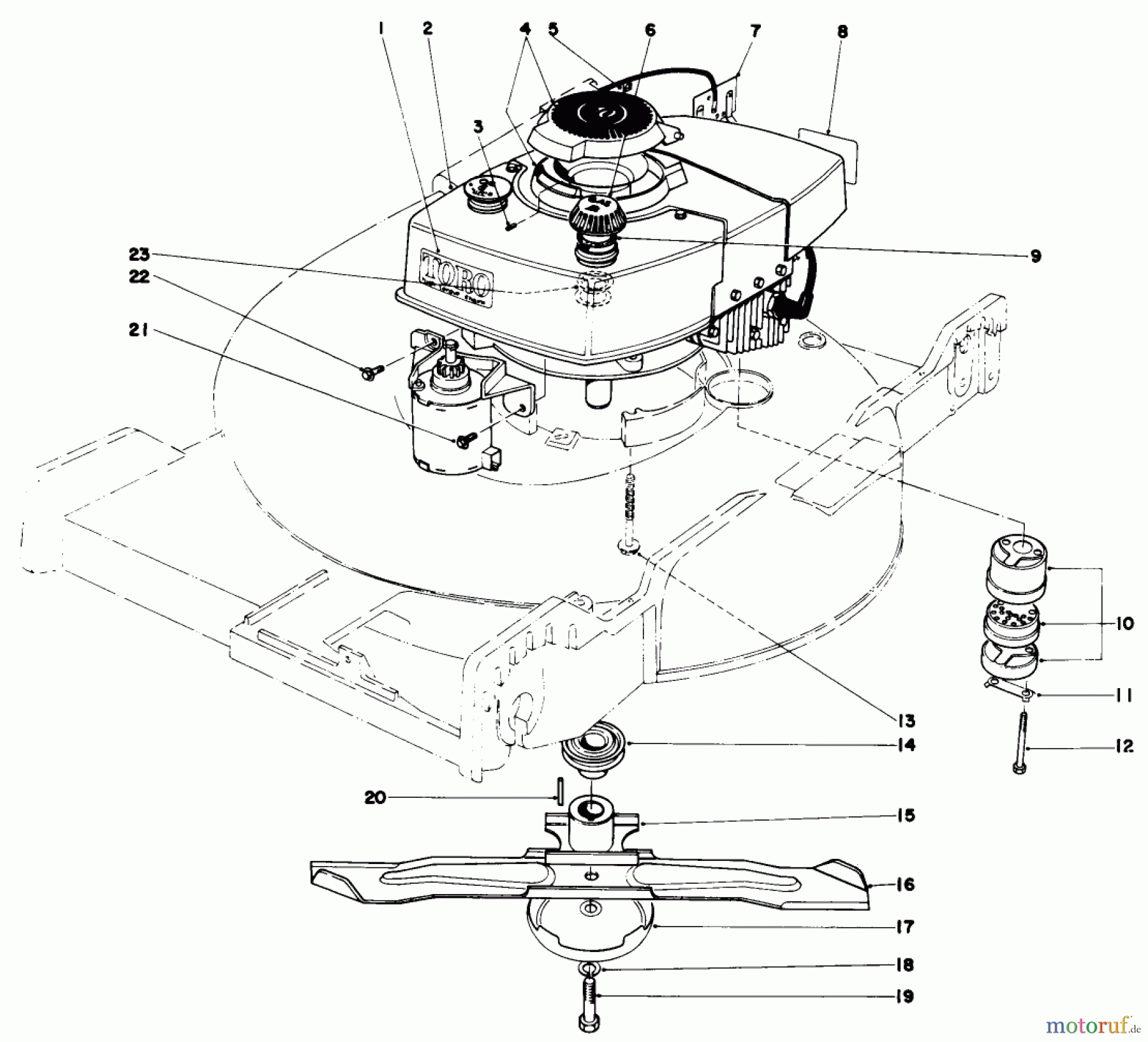  Toro Neu Mowers, Walk-Behind Seite 1 20562 - Toro Lawnmower, 1977 (7000001-7999999) ENGINE ASSEMBLY (MODEL NO. 20673)