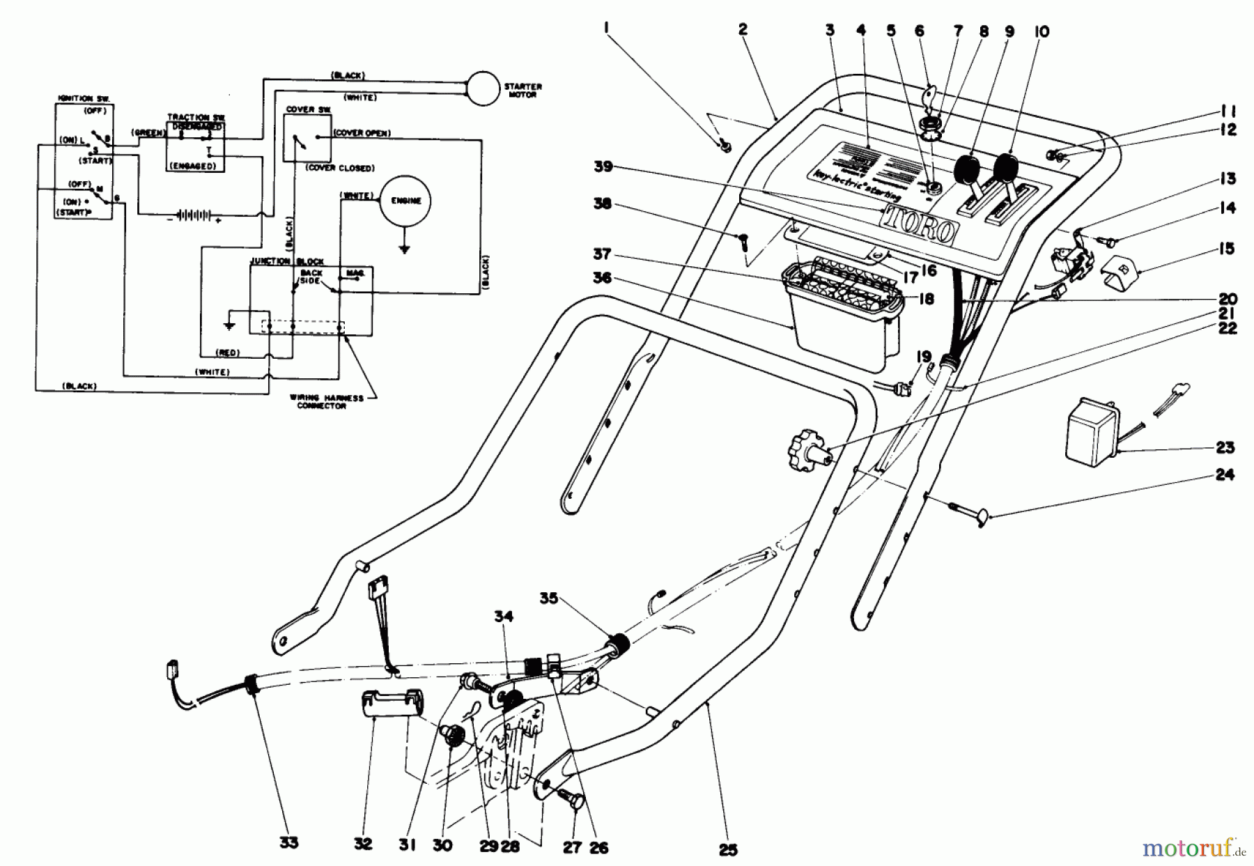  Toro Neu Mowers, Walk-Behind Seite 1 20562 - Toro Lawnmower, 1977 (7000001-7999999) HANDLE ASSEMBLY (MODEL NO. 20673)