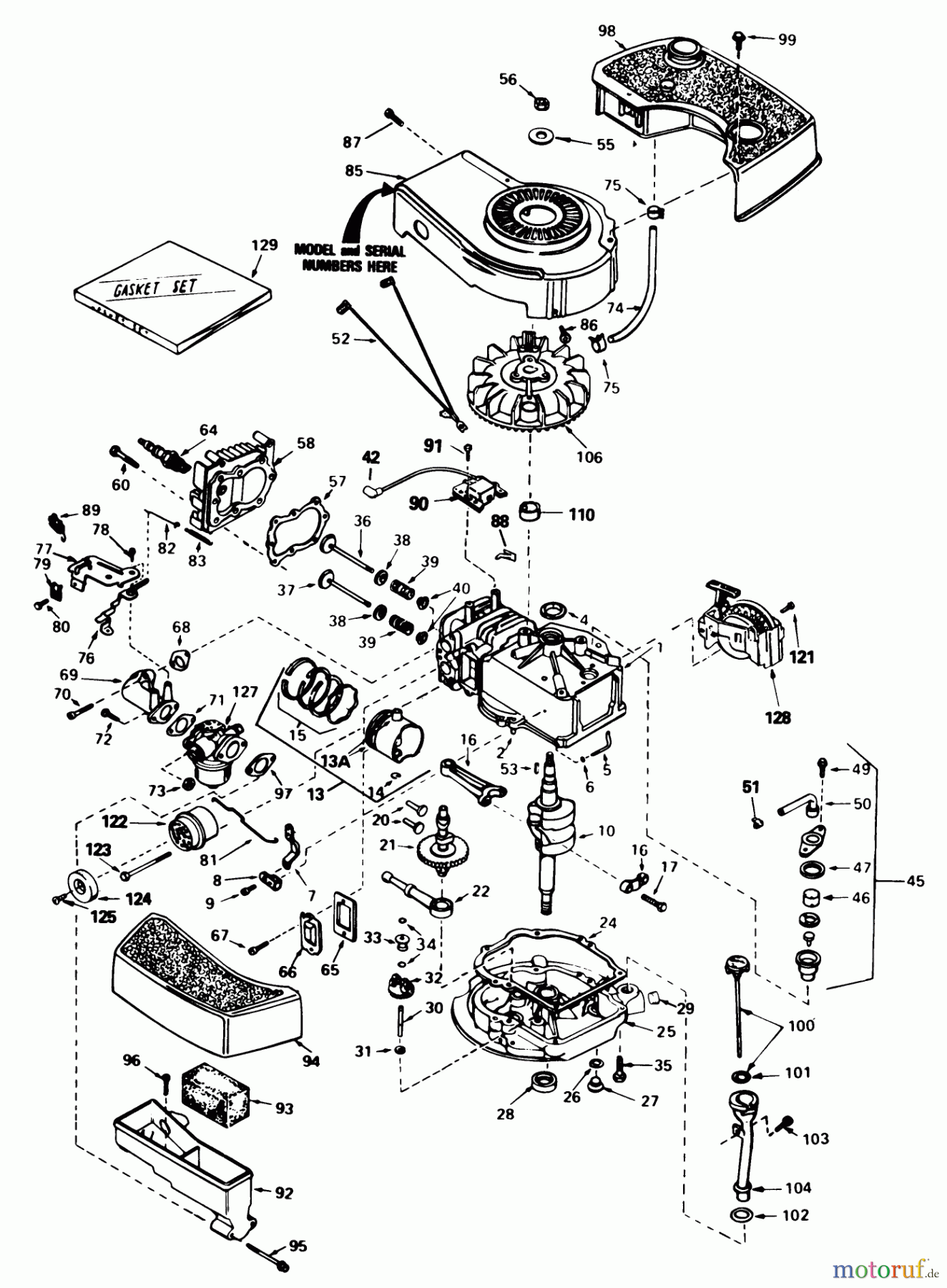  Toro Neu Mowers, Walk-Behind Seite 1 20576 - Toro Lawnmower, 1983 (3000001-3999999) ENGINE TECUMSEH MODEL NO. TNT100-10083E