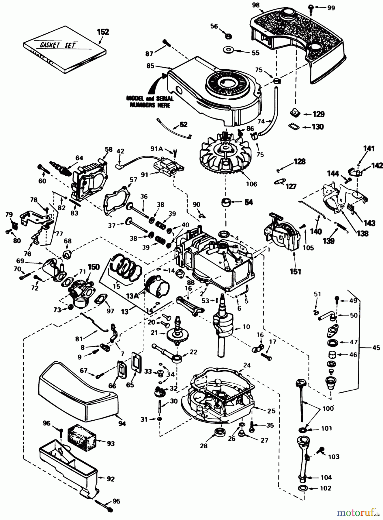  Toro Neu Mowers, Walk-Behind Seite 1 20577 - Toro Lawnmower, 1985 (5000001-5999999) ENGINE TECUMSEH MODEL TNT100-10085E