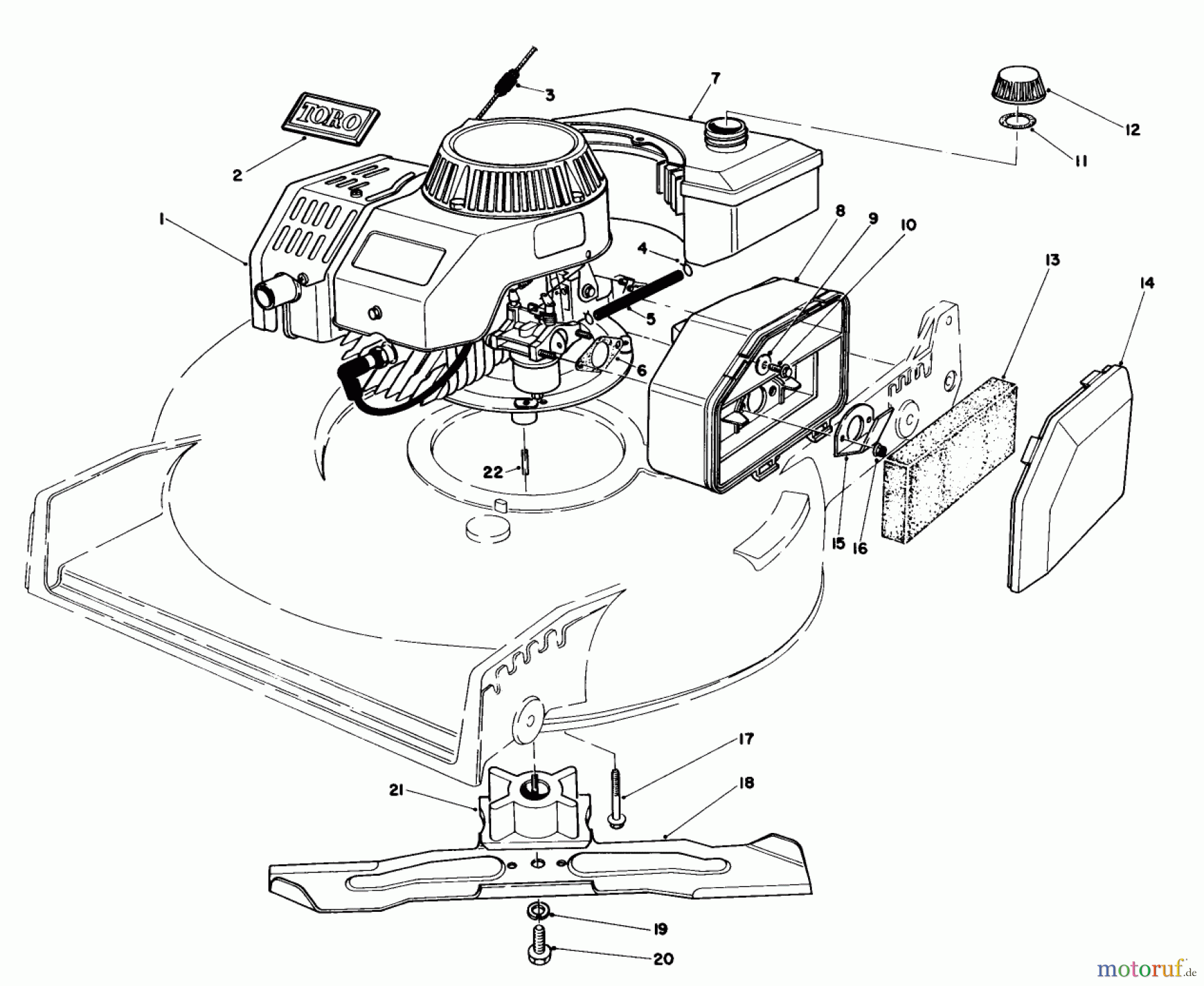  Toro Neu Mowers, Walk-Behind Seite 1 20581 - Toro Lawnmower, 1984 (4000001-4999999) ENGINE ASSEMBLY