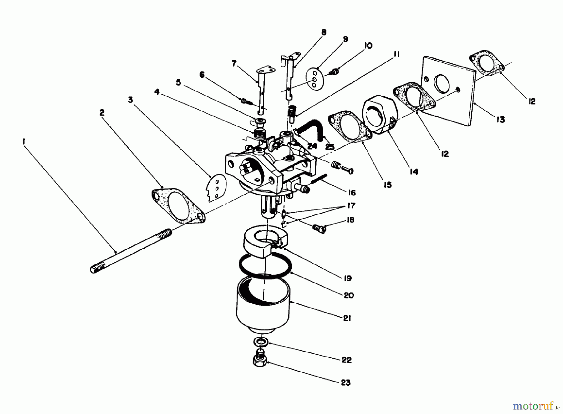  Toro Neu Mowers, Walk-Behind Seite 1 20581 - Toro Lawnmower, 1988 (8000001-8999999) CARBURETOR ASSEMBLY (ENGINE MODEL NO. 47PH7)