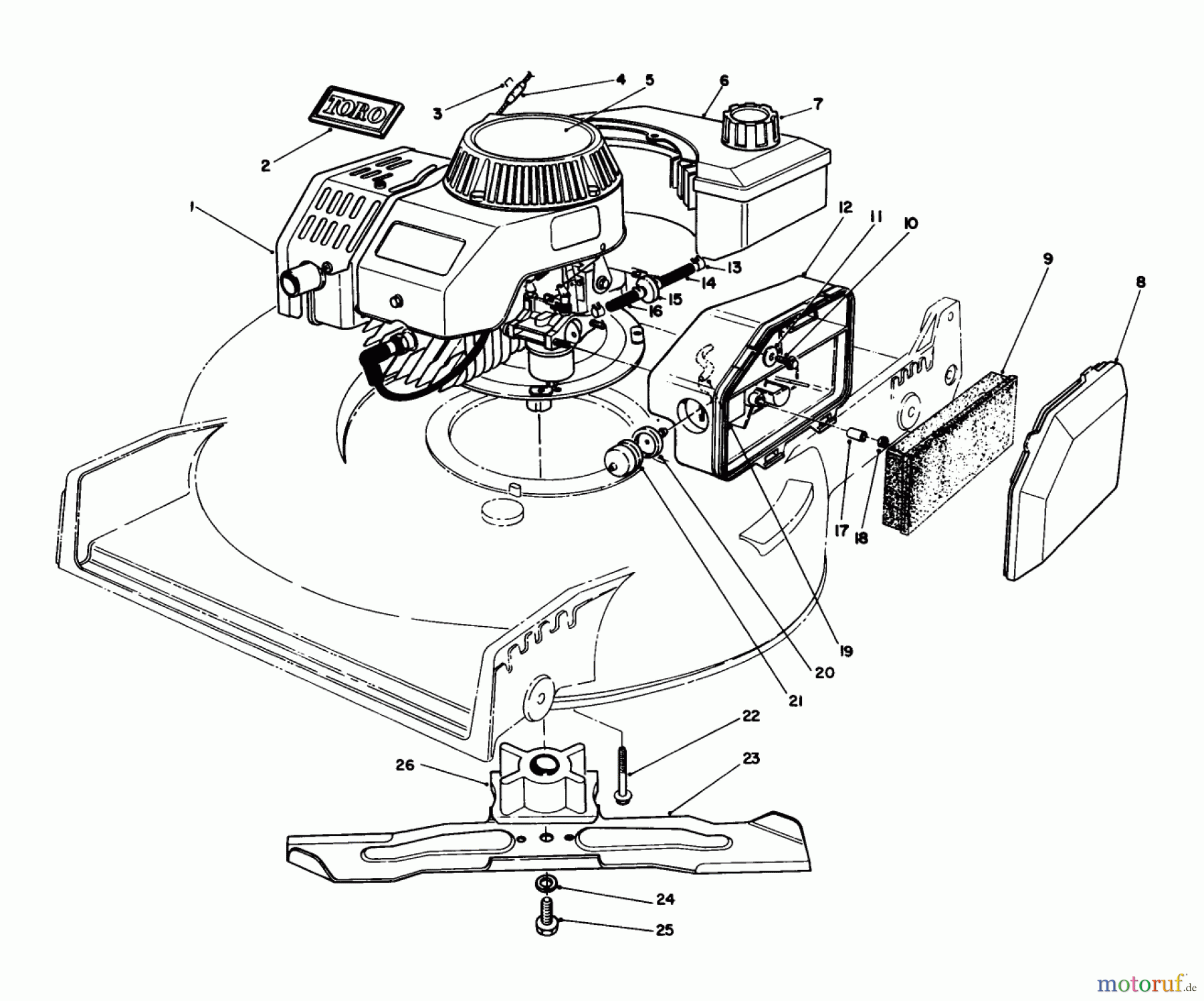  Toro Neu Mowers, Walk-Behind Seite 1 20581 - Toro Lawnmower, 1988 (8000001-8999999) ENGINE ASSEMBLY