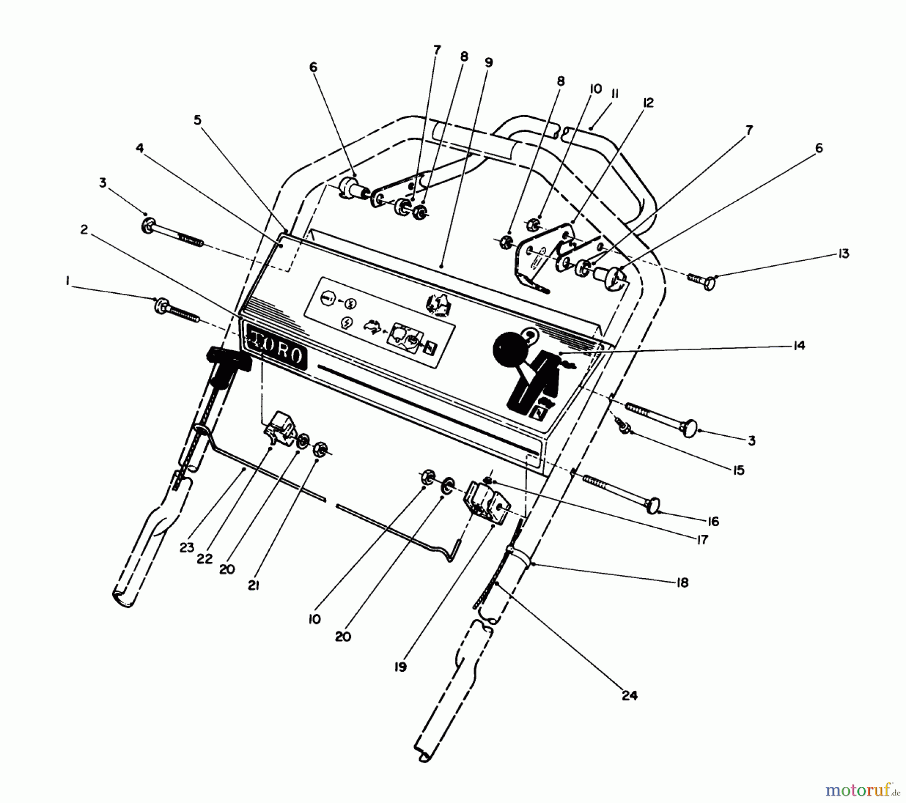  Toro Neu Mowers, Walk-Behind Seite 1 20581C - Toro Lawnmower, 1988 (8000001-8999999) CONTROL ASSEMBLY