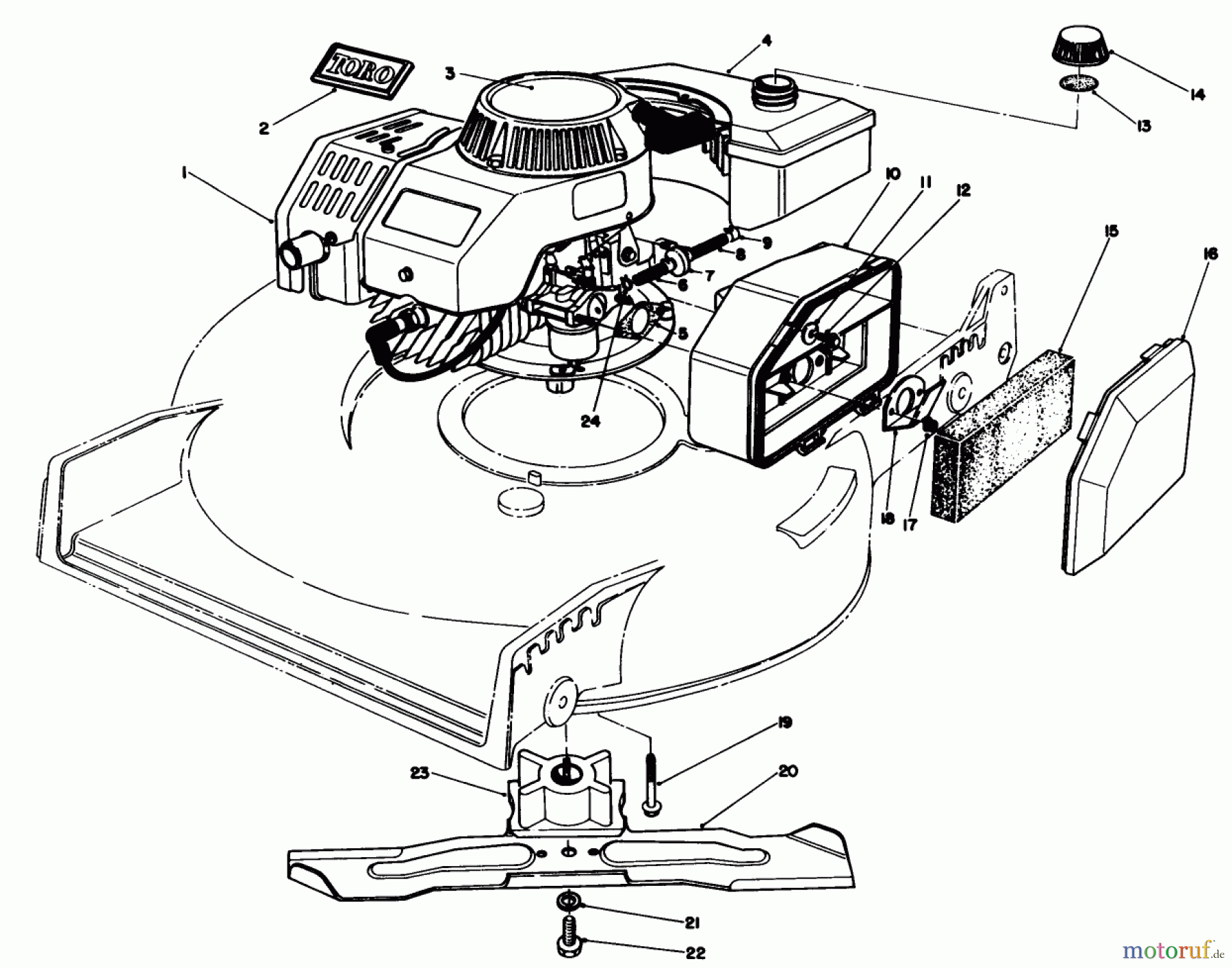  Toro Neu Mowers, Walk-Behind Seite 1 20582C - Toro Lawnmower, 1986 (6000001-6999999) ENGINE ASSEMBLY