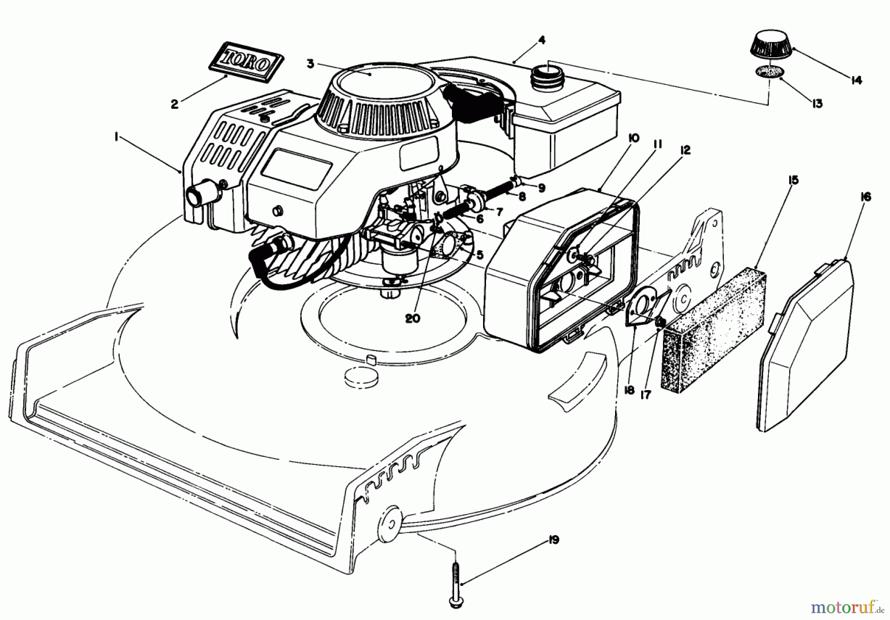  Toro Neu Mowers, Walk-Behind Seite 1 20584 - Toro Lawnmower, 1986 (6000001-6999999) ENGINE ASSEMBLY