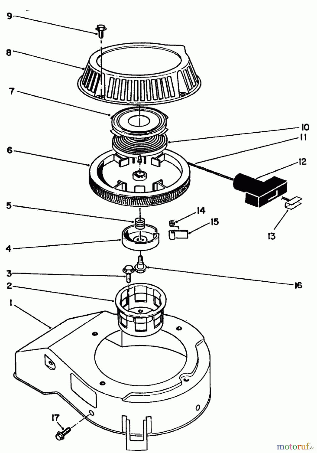  Toro Neu Mowers, Walk-Behind Seite 1 20584C - Toro Lawnmower, 1989 (9000001-9999999) RECOIL ASSEMBLY (ENGINE MODEL NO. 47PJ8)