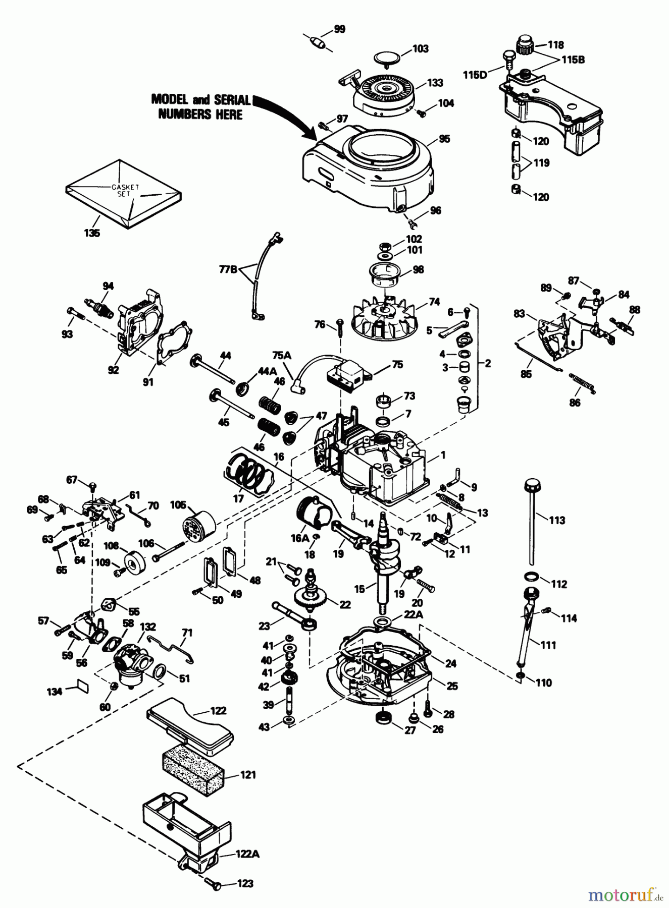  Toro Neu Mowers, Walk-Behind Seite 1 20588 - Toro Lawnmower, 1990 (0000001-0999999) ENGINE MODEL NO. TVS100-44015B