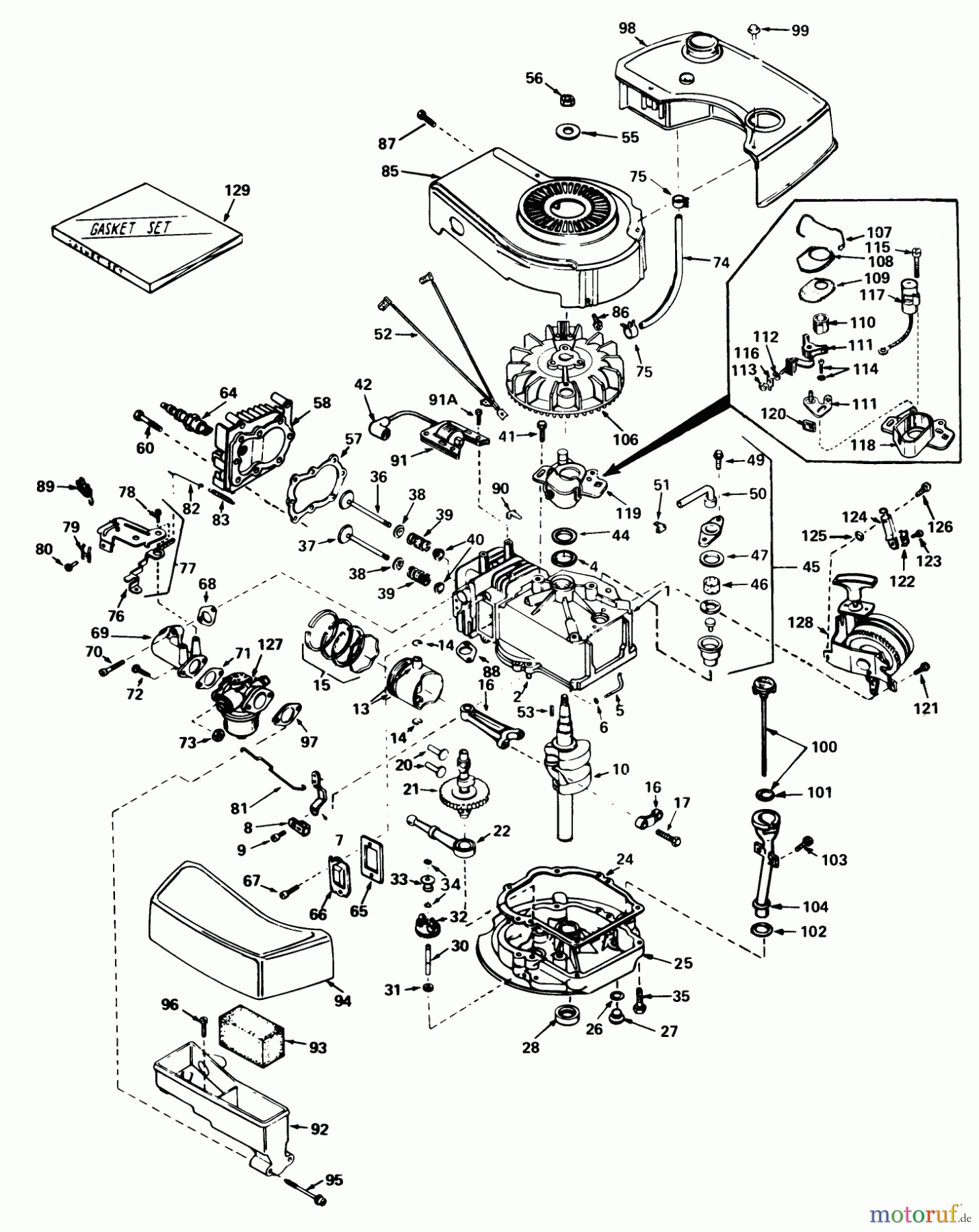  Toro Neu Mowers, Walk-Behind Seite 1 20610 - Toro Lawnmower, 1980 (0000001-0999999) ENGINE TECUMSEH MODEL NO. TNT 100-10063C