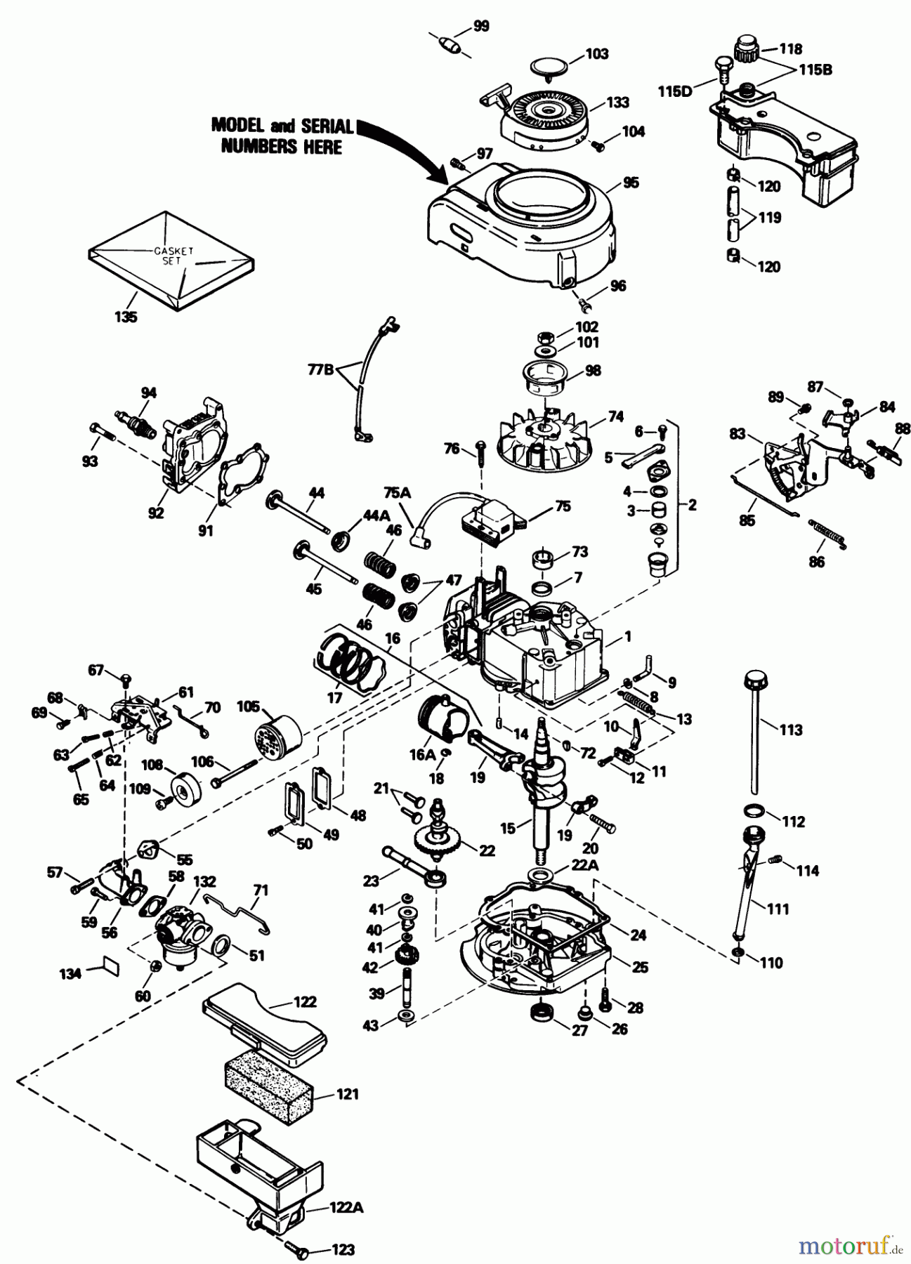  Toro Neu Mowers, Walk-Behind Seite 1 20611 - Toro Lawnmower, 1989 (9000001-9999999) ENGINE MODEL NO. TVS100-44015B