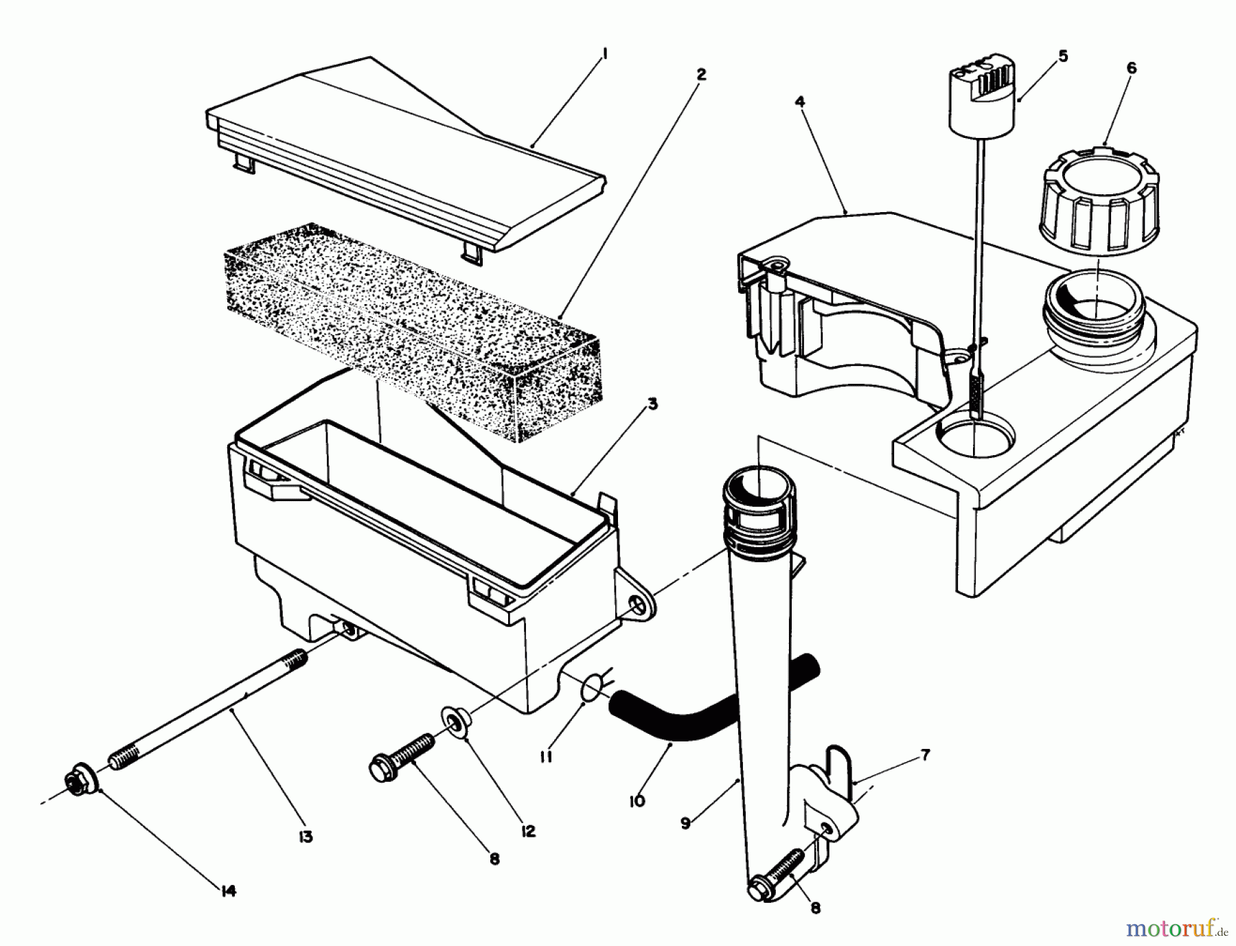  Toro Neu Mowers, Walk-Behind Seite 1 20620 - Toro Lawnmower, 1987 (7000001-7999999) AIR CLEANER & FUEL TANK ASSEMBLY (MODEL NO. VMG6)