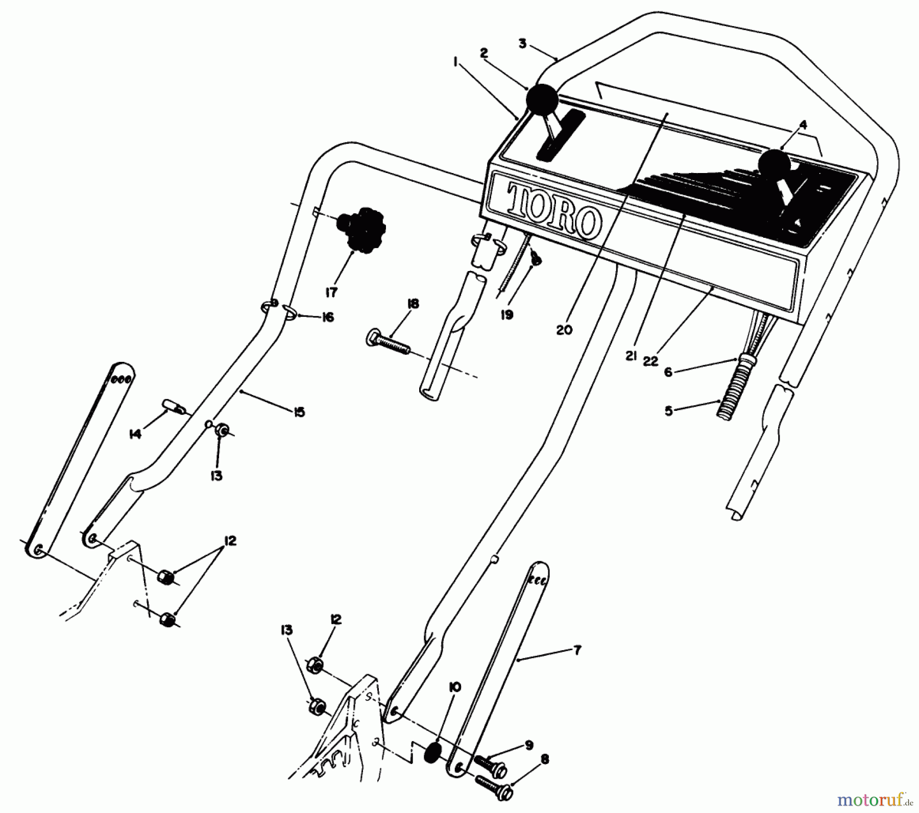  Toro Neu Mowers, Walk-Behind Seite 1 20620C - Toro Lawnmower, 1988 (8000001-8999999) HANDLE ASSEMBLY