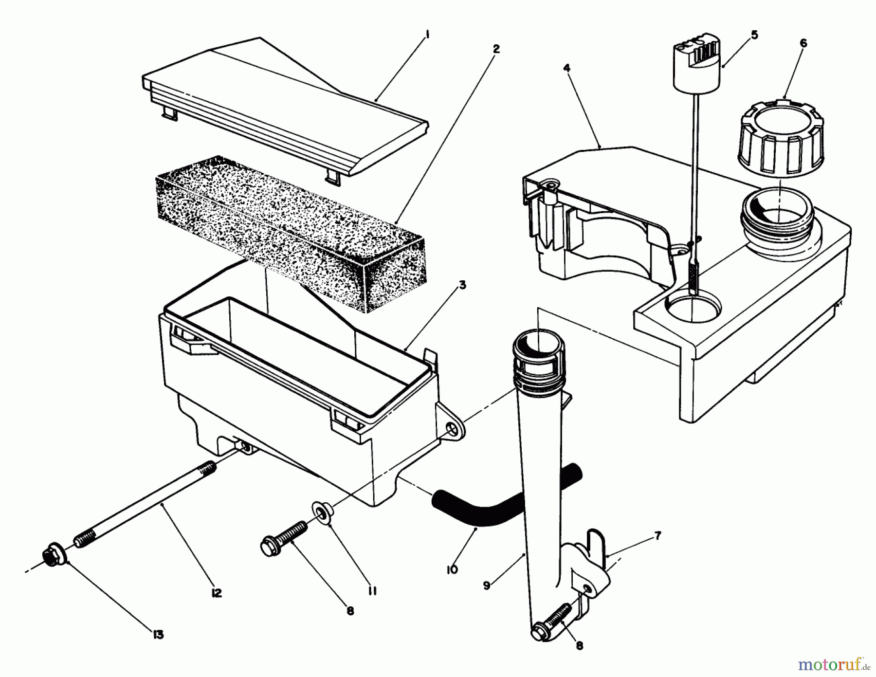  Toro Neu Mowers, Walk-Behind Seite 1 20624 - Toro Lawnmower, 1988 (8000001-8999999) AIR CLEANER & FUEL TANK ASSEMBLY (MODEL NO. VMH7)