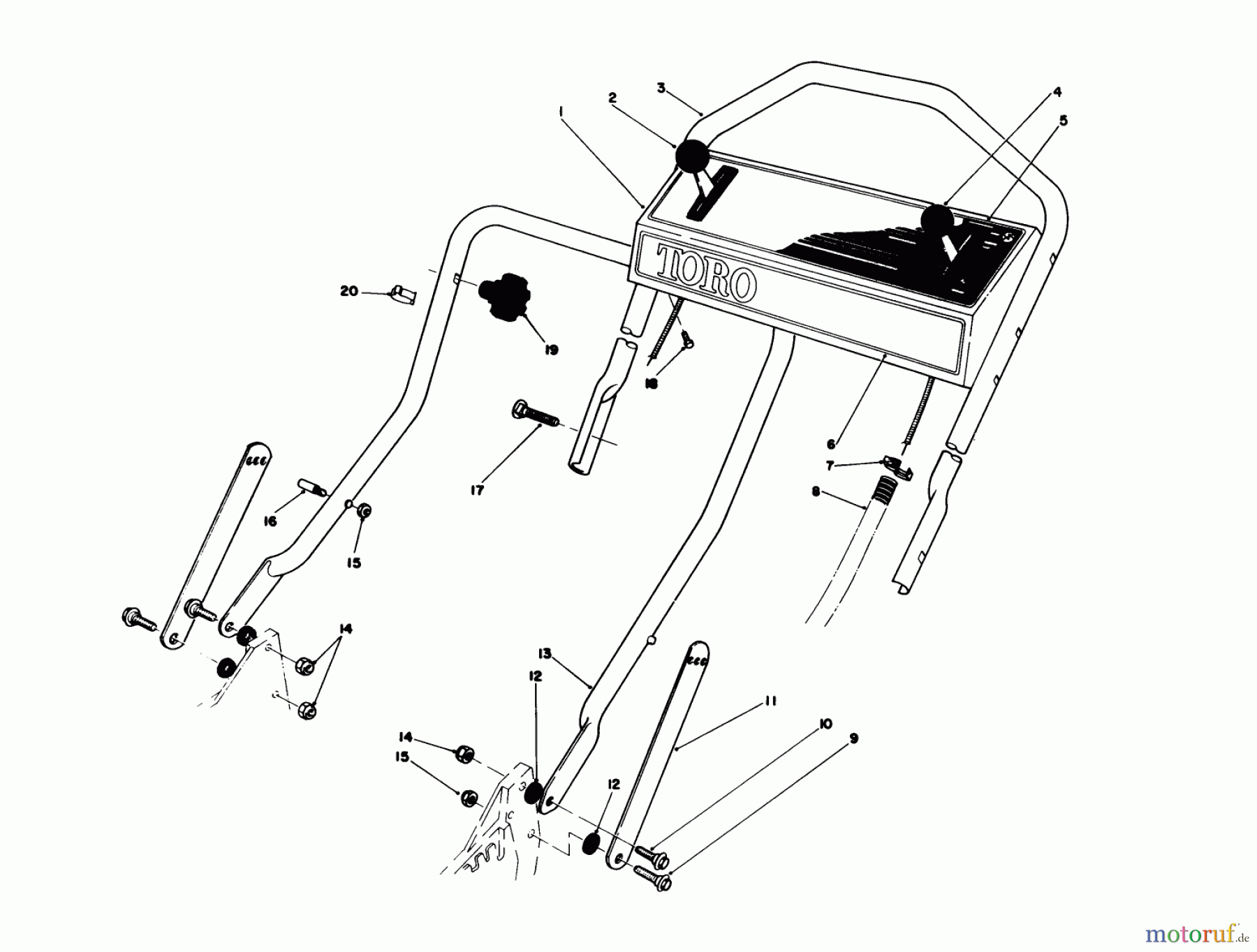  Toro Neu Mowers, Walk-Behind Seite 1 20626C - Toro Lawnmower, 1986 (6000001-6999999) HANDLE ASSEMBLY
