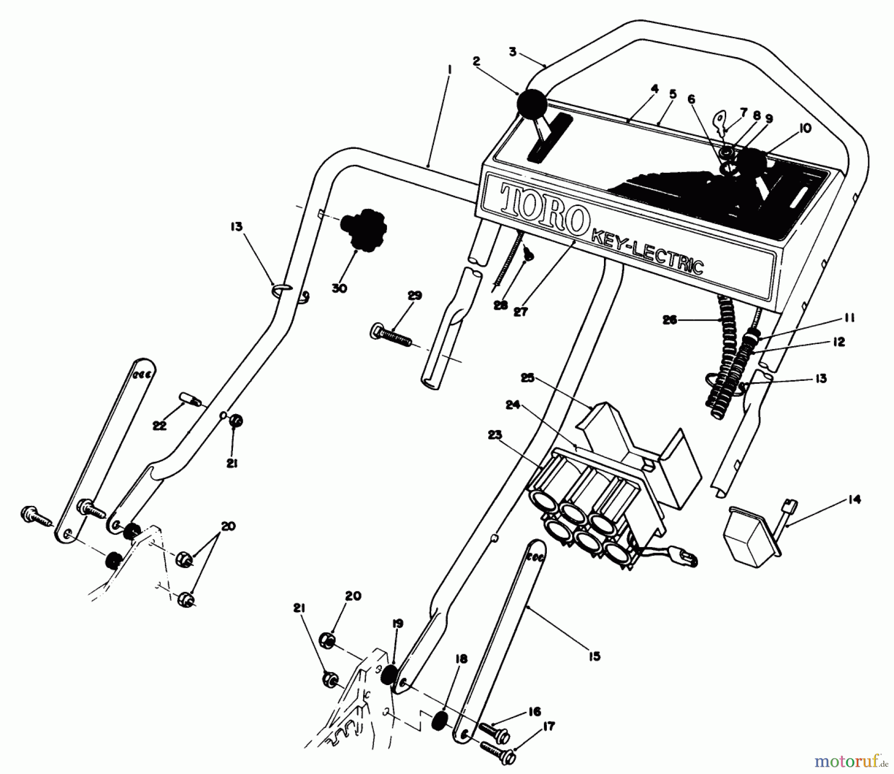  Toro Neu Mowers, Walk-Behind Seite 1 20628C - Toro Lawnmower, 1986 (6000001-6999999) HANDLE ASSEMBLY