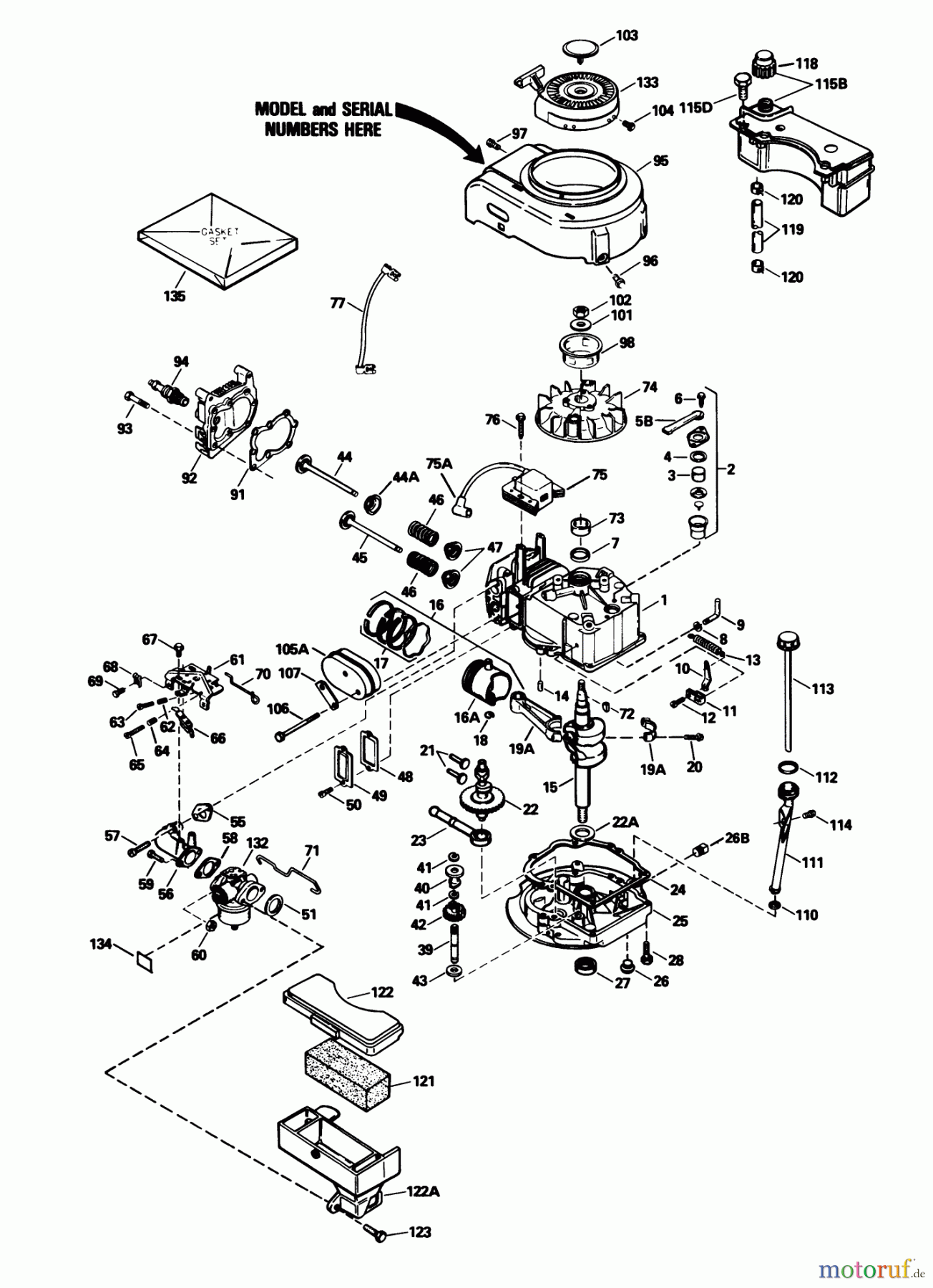  Toro Neu Mowers, Walk-Behind Seite 1 20632 - Toro Lawnmower, 1989 (9000001-9999999) ENGINE MODEL NO. TVS105-53113F