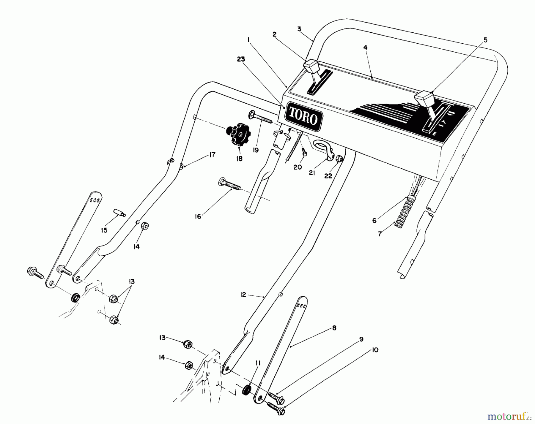  Toro Neu Mowers, Walk-Behind Seite 1 20668 - Toro Lawnmower, 1991 (1000001-1999999) HANDLE ASSEMBLY