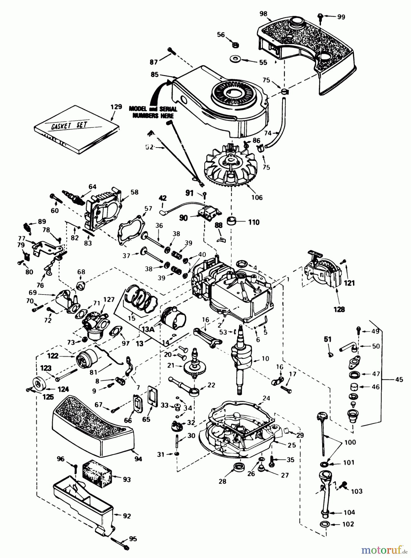  Toro Neu Mowers, Walk-Behind Seite 1 20672 - Toro Lawnmower, 1984 (4000001-4999999) ENGINE TECUMSEH MODEL NO. TNT100-10083E