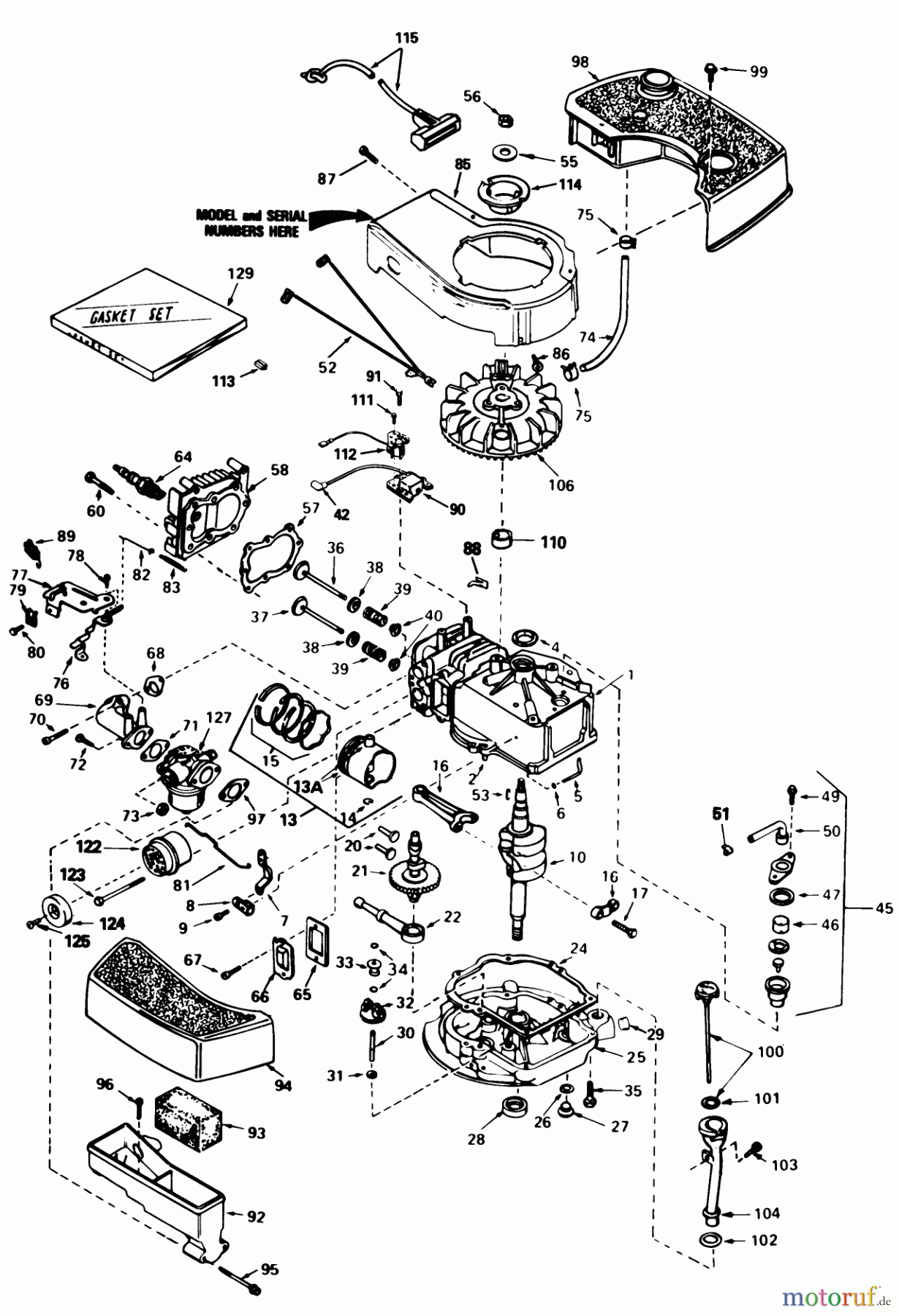  Toro Neu Mowers, Walk-Behind Seite 1 20676 - Toro Lawnmower, 1984 (4000001-4999999) ENGINE TECUMSEH MODEL NO. TNT100-10095E