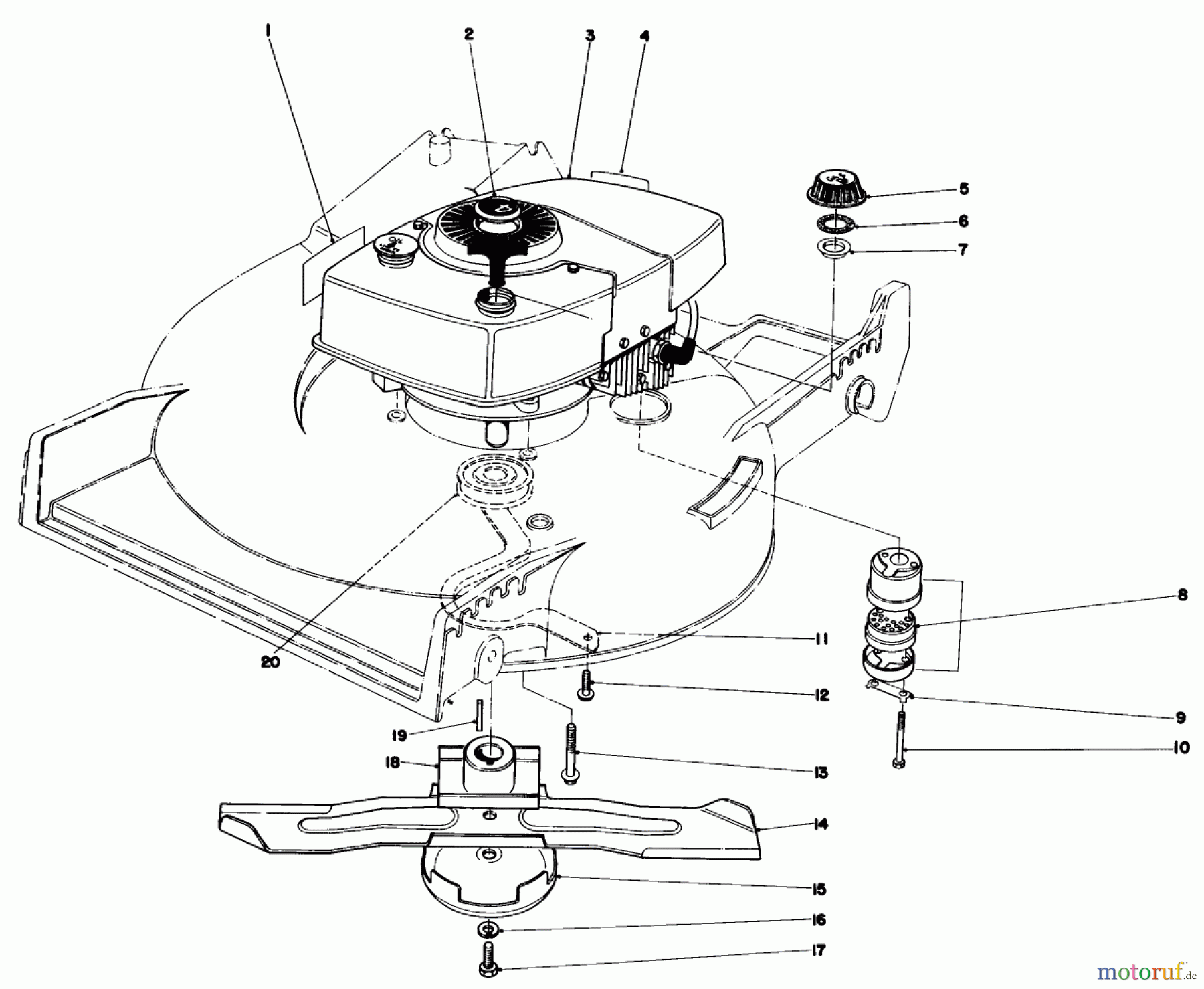  Toro Neu Mowers, Walk-Behind Seite 1 20705 - Toro Lawnmower, 1979 (9000001-9999999) ENGINE ASSEMBLY