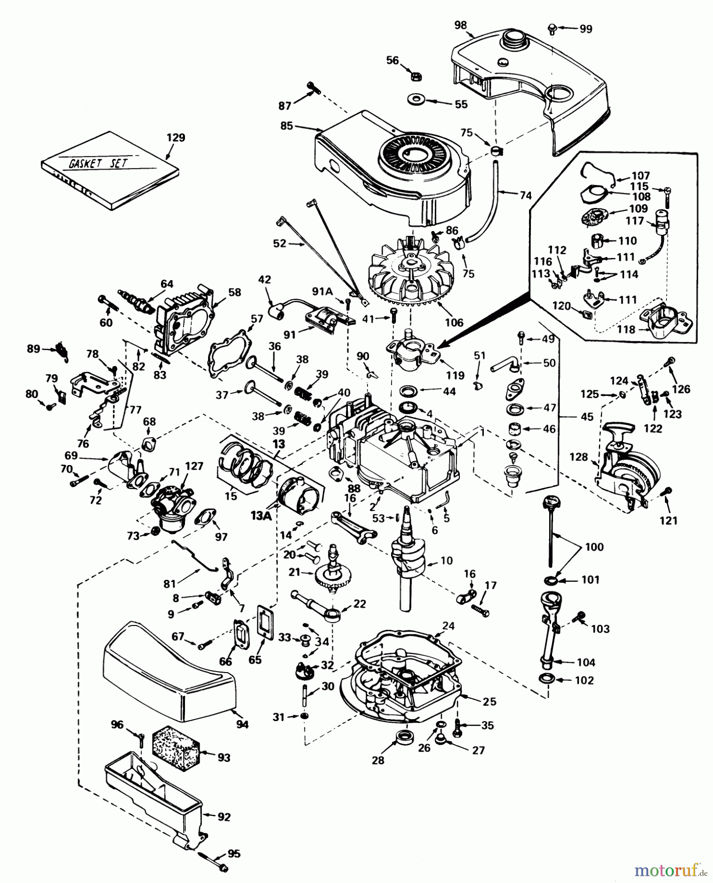  Toro Neu Mowers, Walk-Behind Seite 1 20705 - Toro Lawnmower, 1980 (0000001-0999999) ENGINE TECUMSEH MODEL NO. TNT 100-10069C