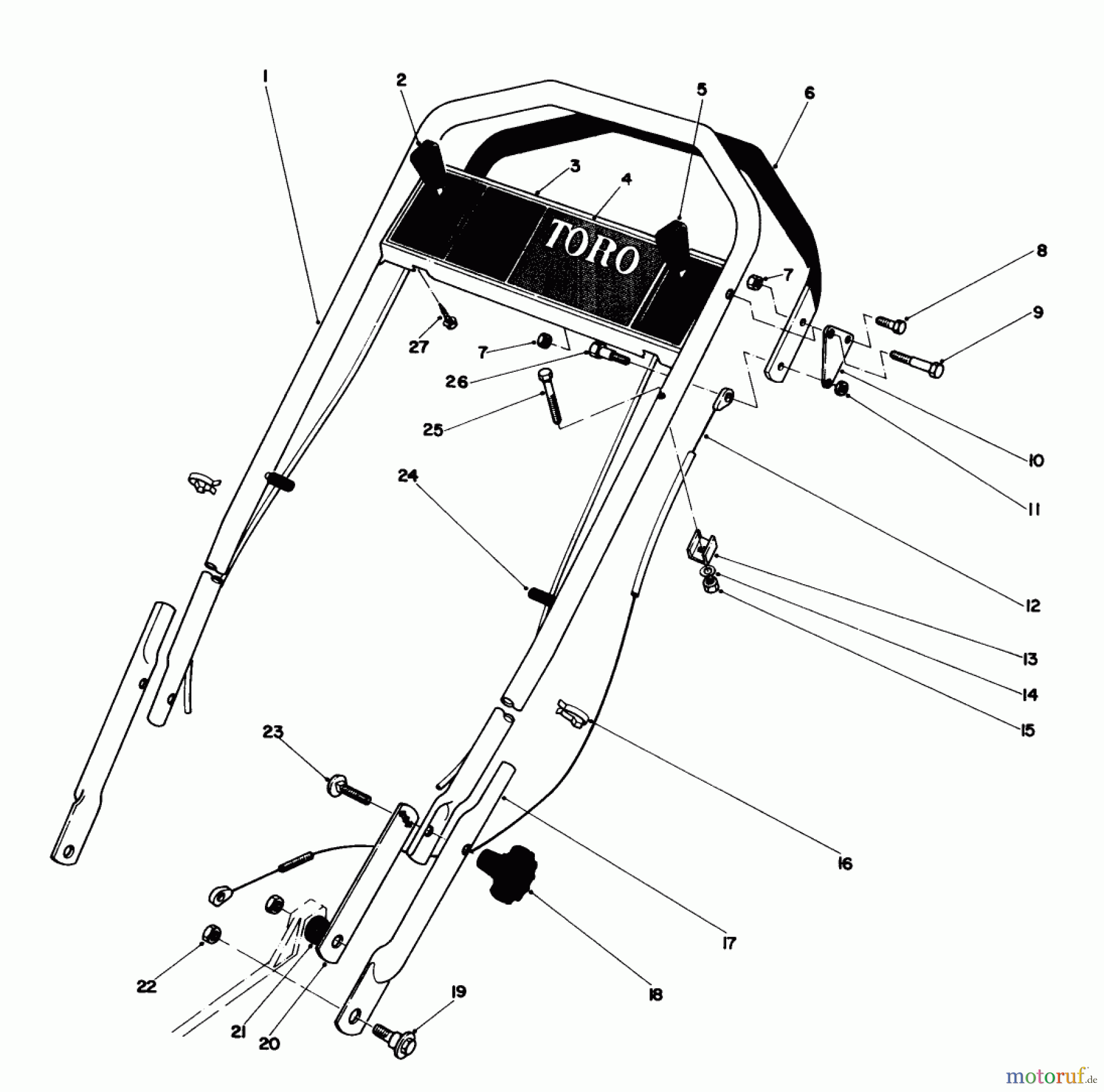  Toro Neu Mowers, Walk-Behind Seite 1 20705 - Toro Lawnmower, 1982 (2000001-2999999) HANDLE ASSEMBLY