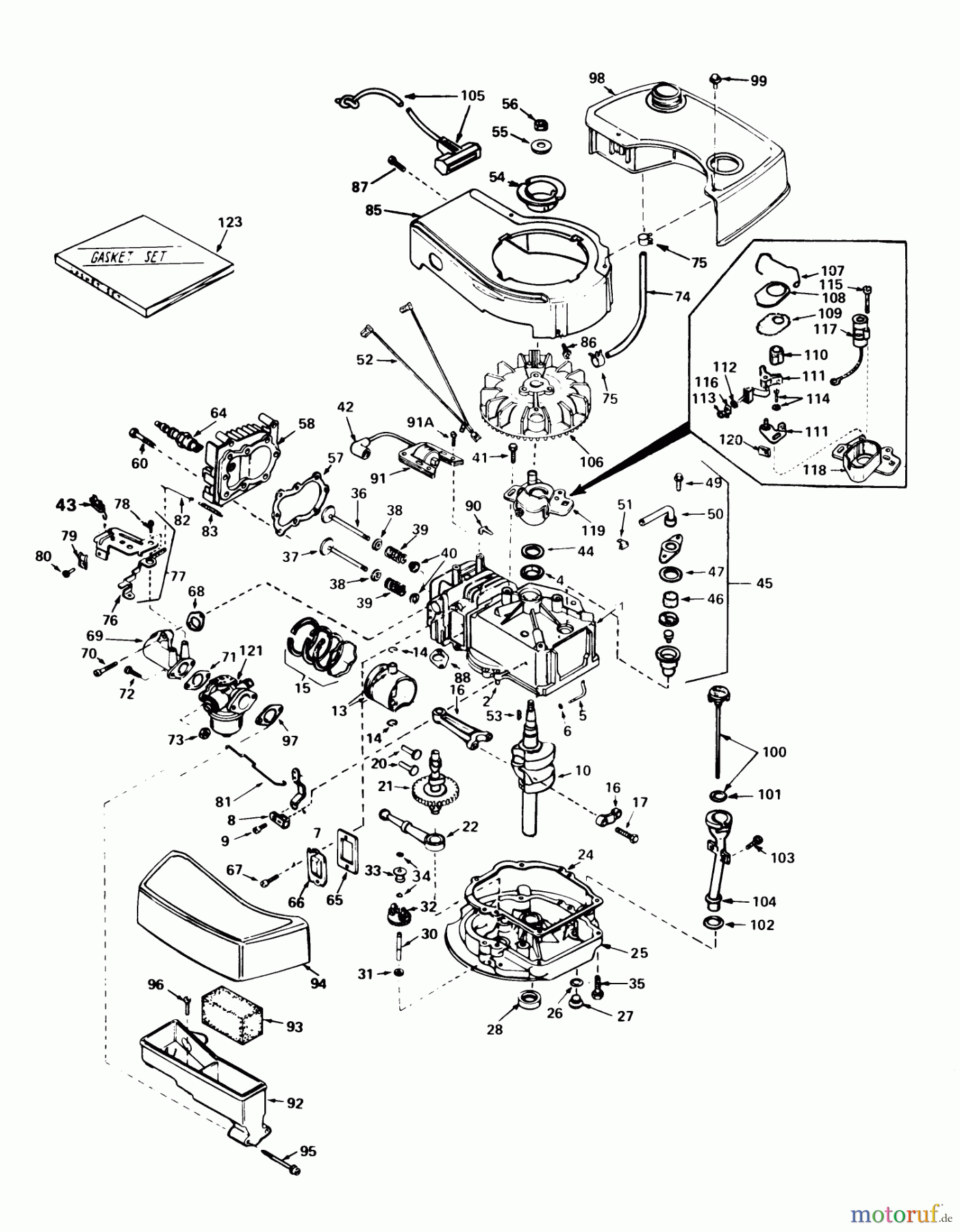  Toro Neu Mowers, Walk-Behind Seite 1 20715 - Toro Lawnmower, 1979 (9000001-9999999) ENGINE TECUMSEH MODEL NO. TNT 100-10065C