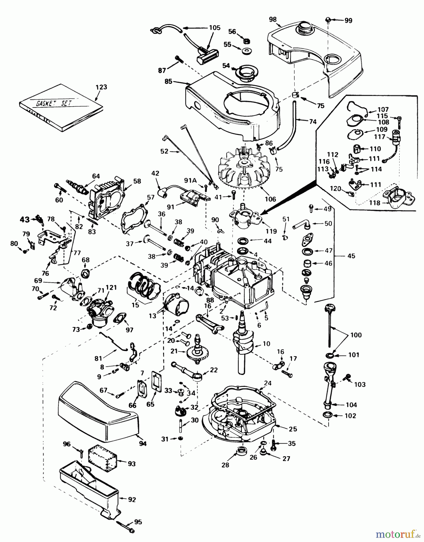  Toro Neu Mowers, Walk-Behind Seite 1 20715 - Toro Lawnmower, 1980 (0000001-0999999) ENGINE TECUMSEH MODEL NO. TNT 100-10065C