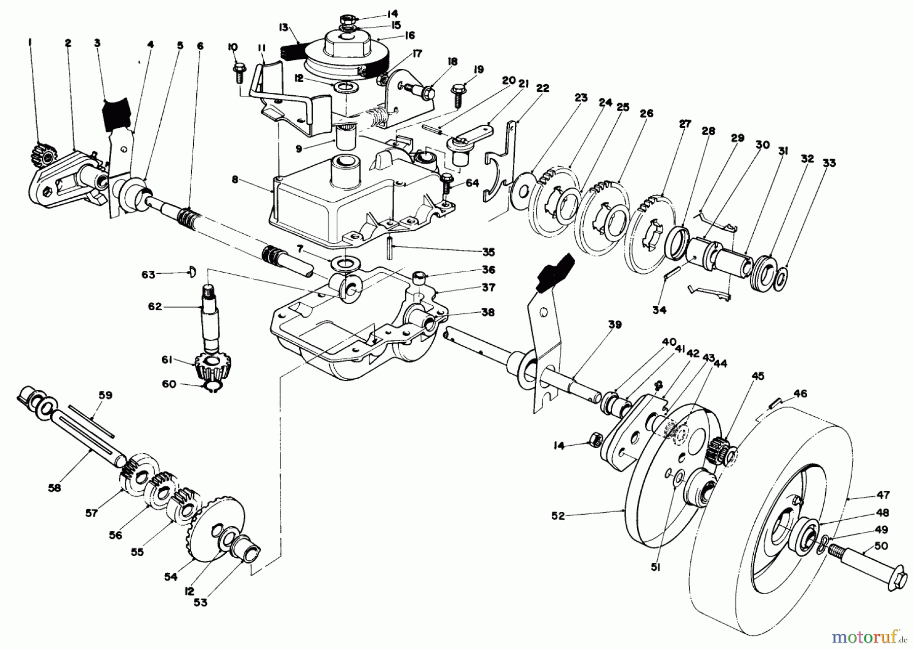  Toro Neu Mowers, Walk-Behind Seite 1 20715 - Toro Lawnmower, 1981 (1000001-1999999) GEAR CASE ASSEMBLY