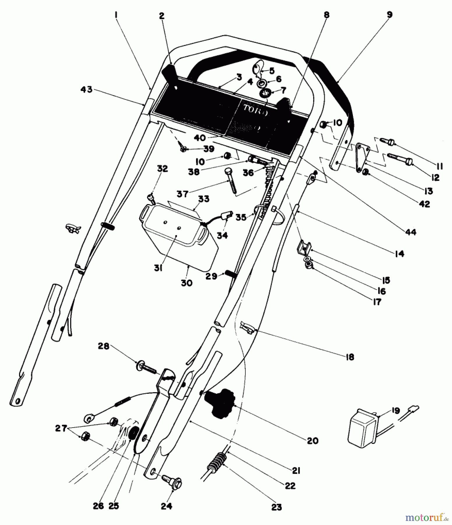  Toro Neu Mowers, Walk-Behind Seite 1 20715 - Toro Lawnmower, 1981 (1000001-1999999) HANDLE ASSEMBLY