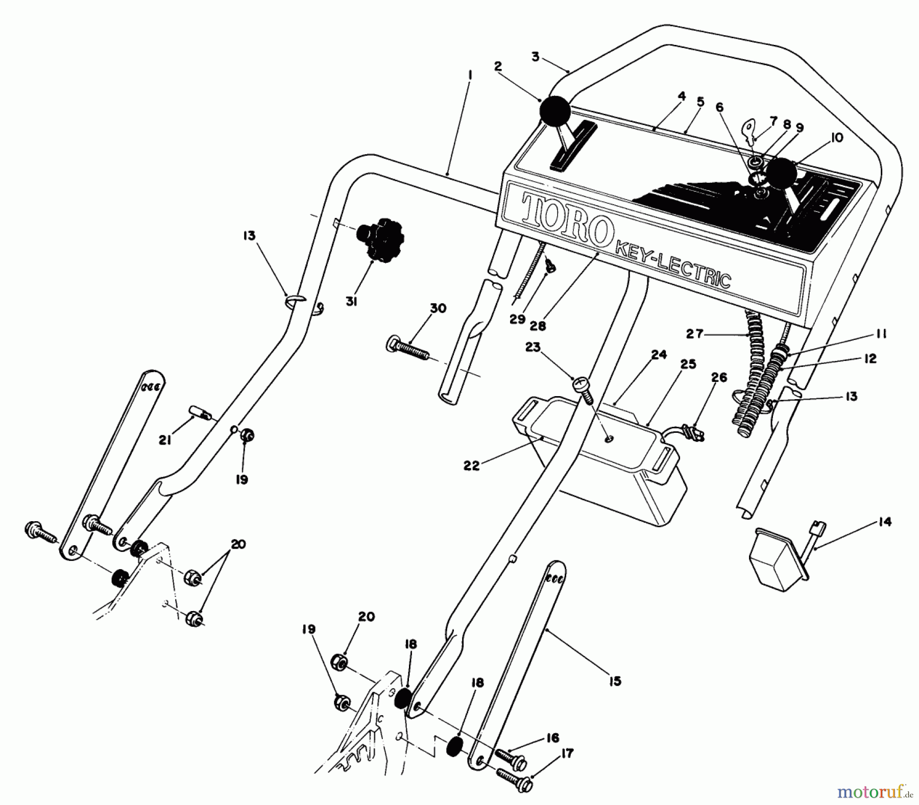  Toro Neu Mowers, Walk-Behind Seite 1 20718 - Toro Lawnmower, 1985 (5000001-5999999) HANDLE ASSEMBLY