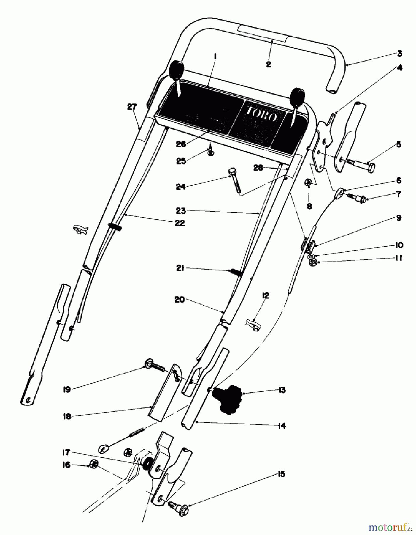  Toro Neu Mowers, Walk-Behind Seite 1 20735 - Toro Lawnmower, 1980 (0000001-0999999) HANDLE ASSEMBLY