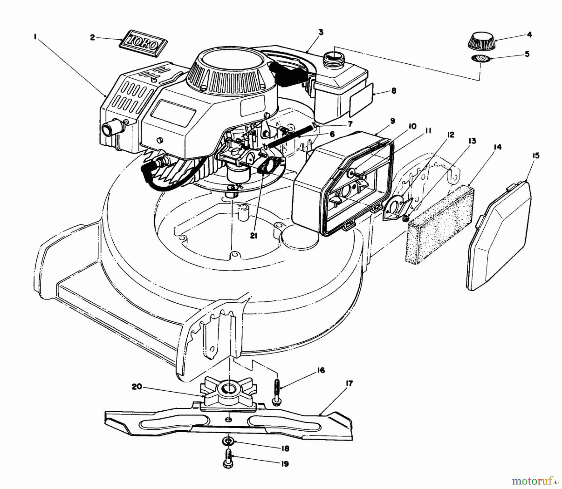  Toro Neu Mowers, Walk-Behind Seite 1 20745C - Toro Lawnmower, 1985 (5000001-5999999) ENGINE ASSEMBLY