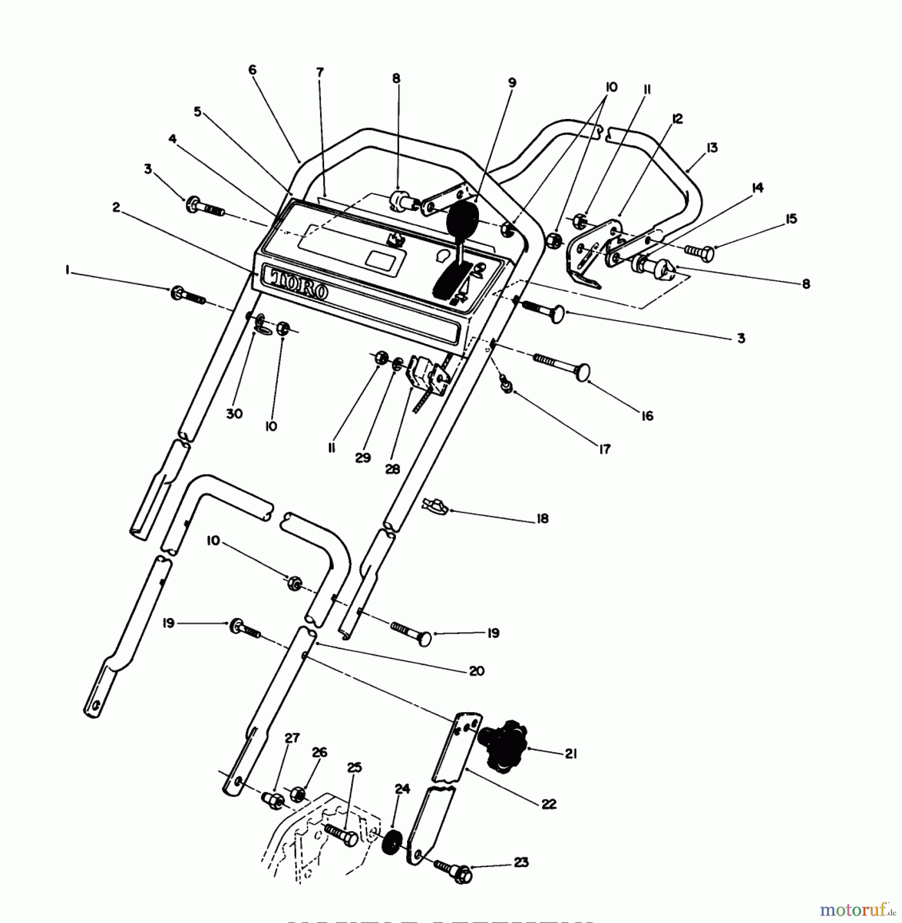  Toro Neu Mowers, Walk-Behind Seite 1 20746C - Toro Lawnmower, 1988 (8000001-8999999) HANDLE ASSEMBLY
