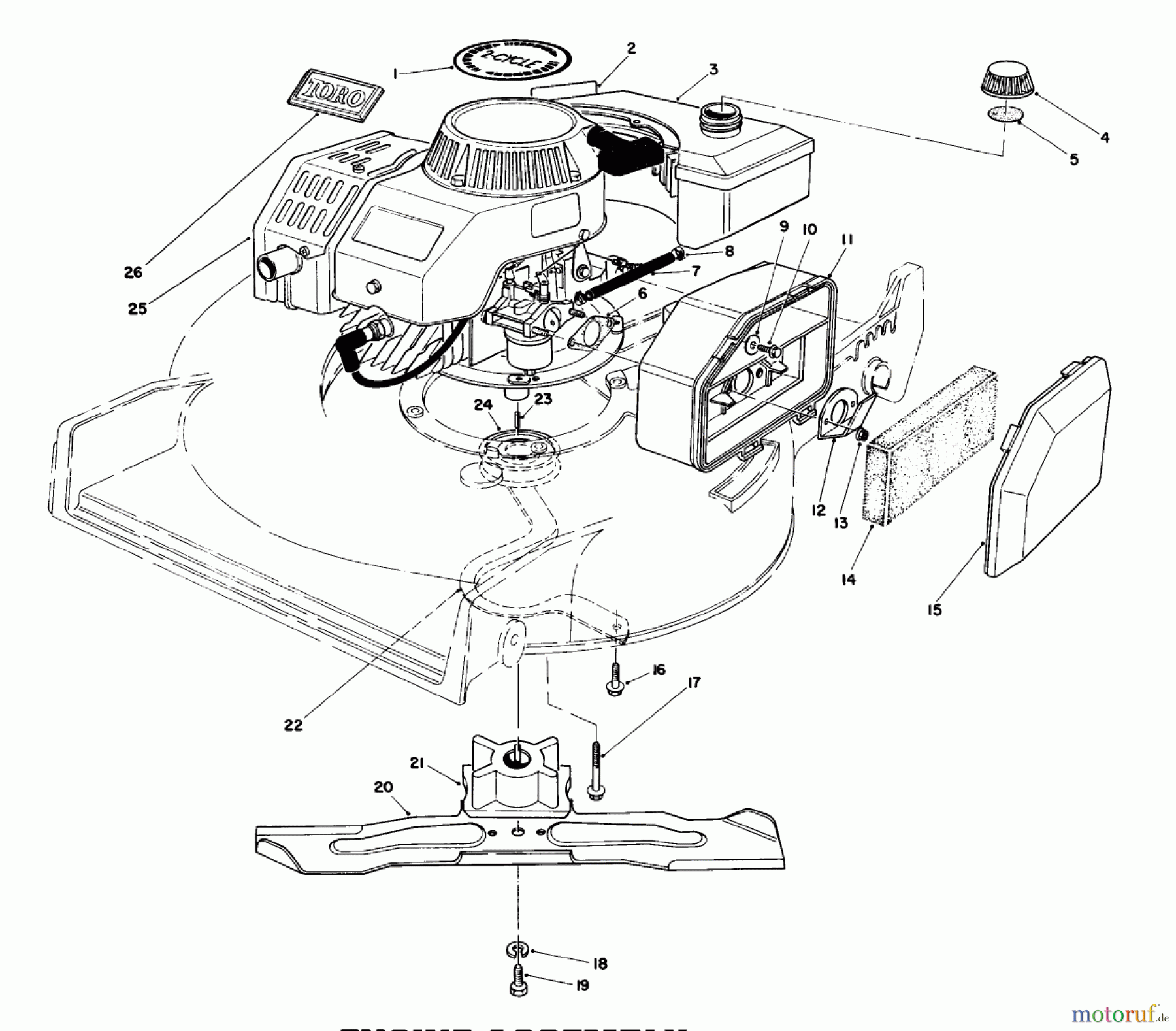  Toro Neu Mowers, Walk-Behind Seite 1 20747C - Toro Lawnmower, 1986 (6000001-6999999) ENGINE ASSEMBLY