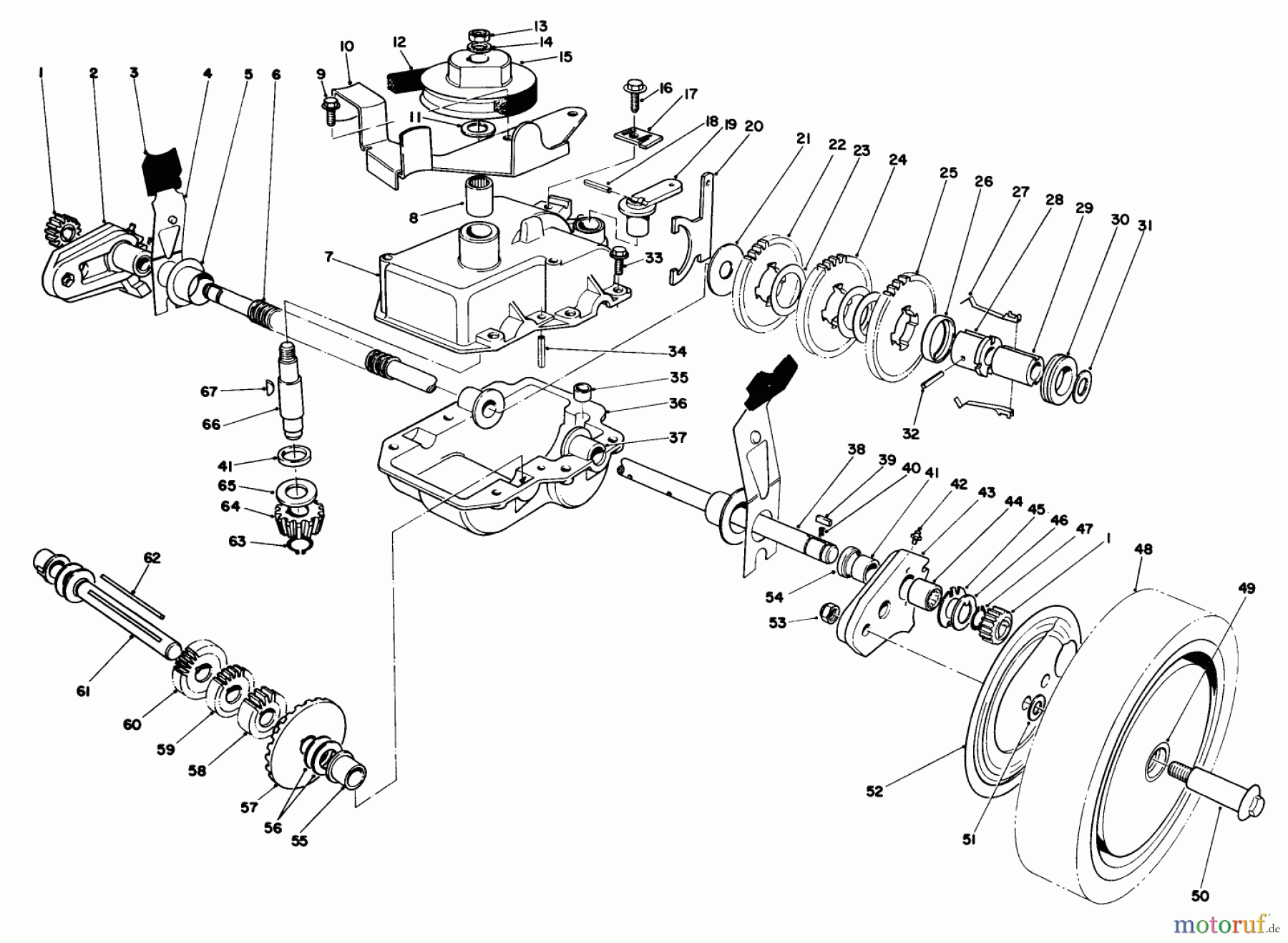  Toro Neu Mowers, Walk-Behind Seite 1 20747C - Toro Lawnmower, 1986 (6000001-6999999) GEAR CASE ASSEMBLY (MACHINE SERIAL NO-S. 6903101 & UP)