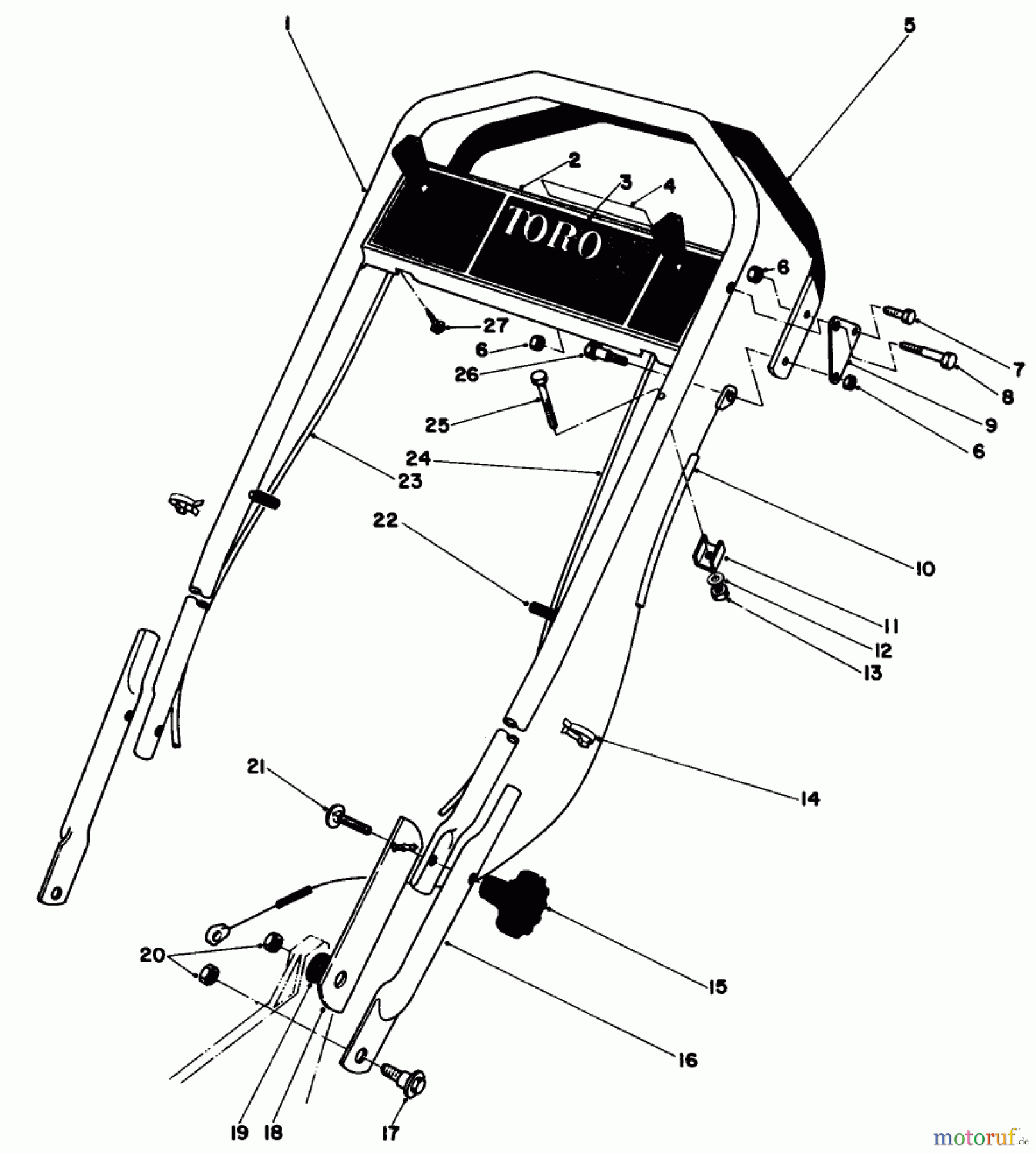  Toro Neu Mowers, Walk-Behind Seite 1 20785 - Toro Lawnmower, 1982 (2000001-2999999) HANDLE ASSEMBLY