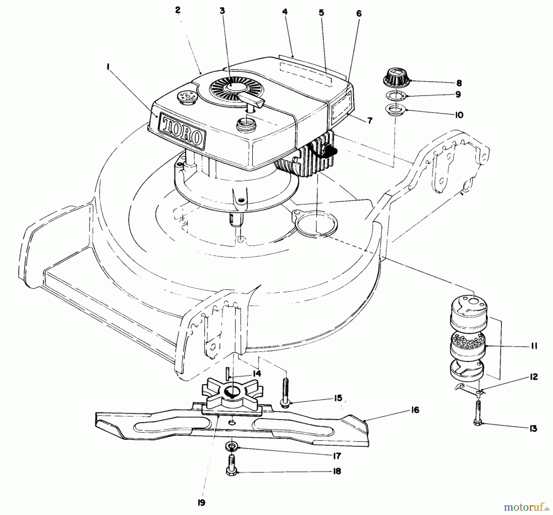  Toro Neu Mowers, Walk-Behind Seite 1 20758 - Toro Lawnmower, 1983 (3000001-3999999) ENGINE ASSEMBLY
