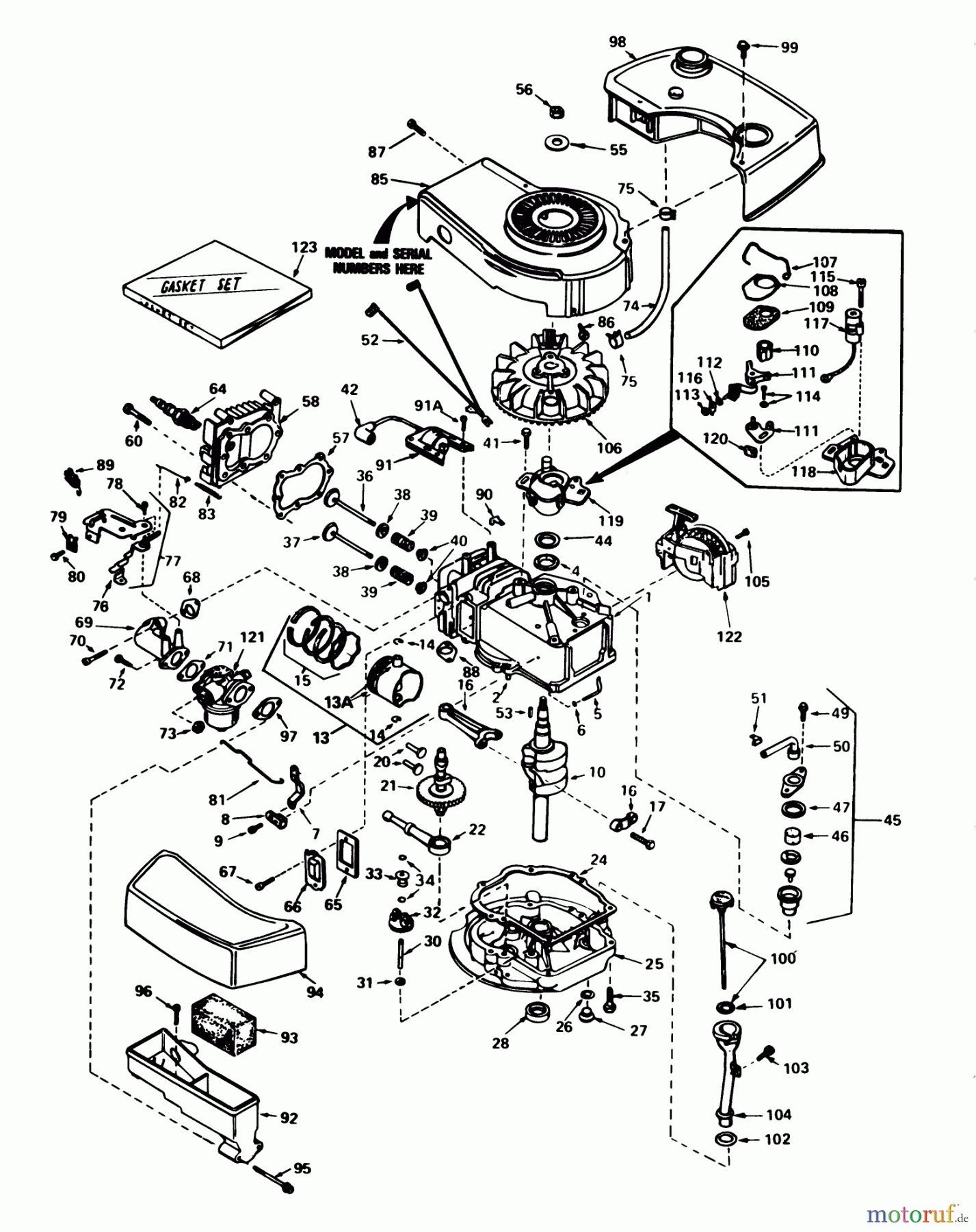  Toro Neu Mowers, Walk-Behind Seite 1 20762 - Toro Lawnmower, 1982 (2000001-2999999) ENGINE TECUMSEH MODEL NO. TNT 100-10077D