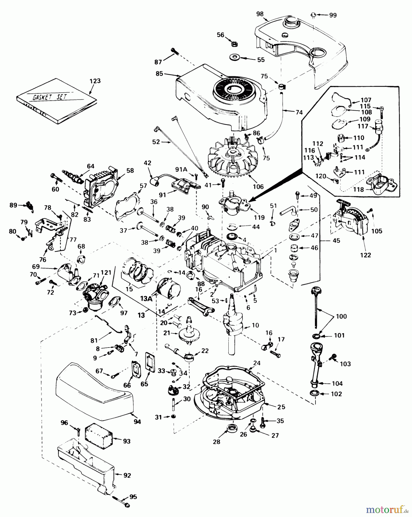  Toro Neu Mowers, Walk-Behind Seite 1 20772 - Toro Lawnmower, 1980 (0000001-0999999) ENGINE TECUMSEH MODEL NO. TNT 100-10066C