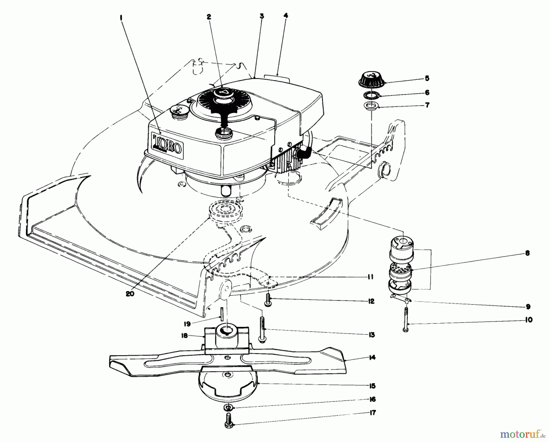  Toro Neu Mowers, Walk-Behind Seite 1 20775 - Toro Lawnmower, 1981 (1000001-1999999) ENGINE ASSEMBLY