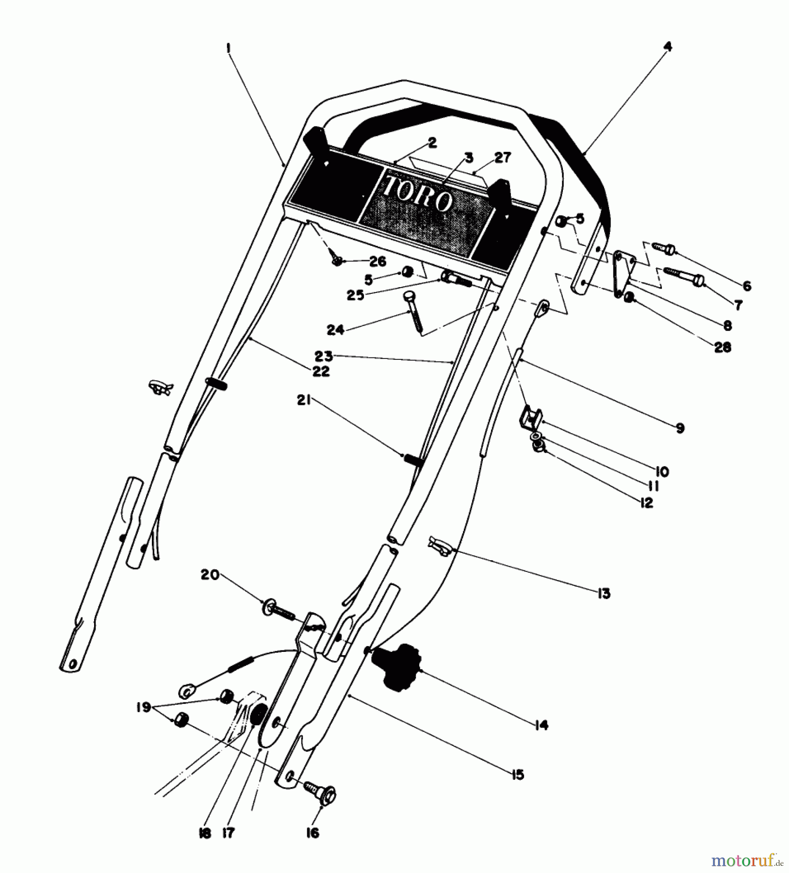 Toro Neu Mowers, Walk-Behind Seite 1 20775 - Toro Lawnmower, 1981 (1000001-1999999) HANDLE ASSEMBLY