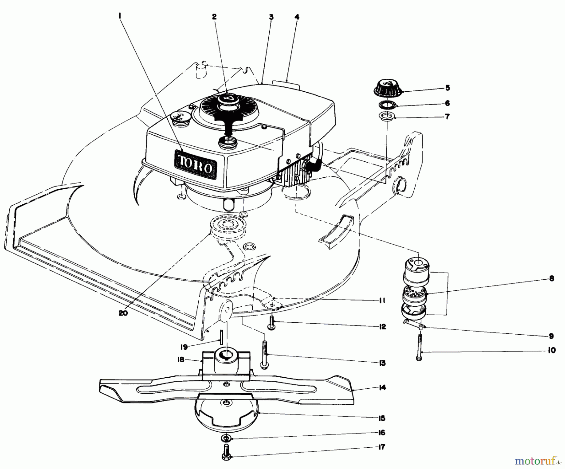  Toro Neu Mowers, Walk-Behind Seite 1 20775 - Toro Lawnmower, 1982 (2000001-2999999) ENGINE ASSEMBLY