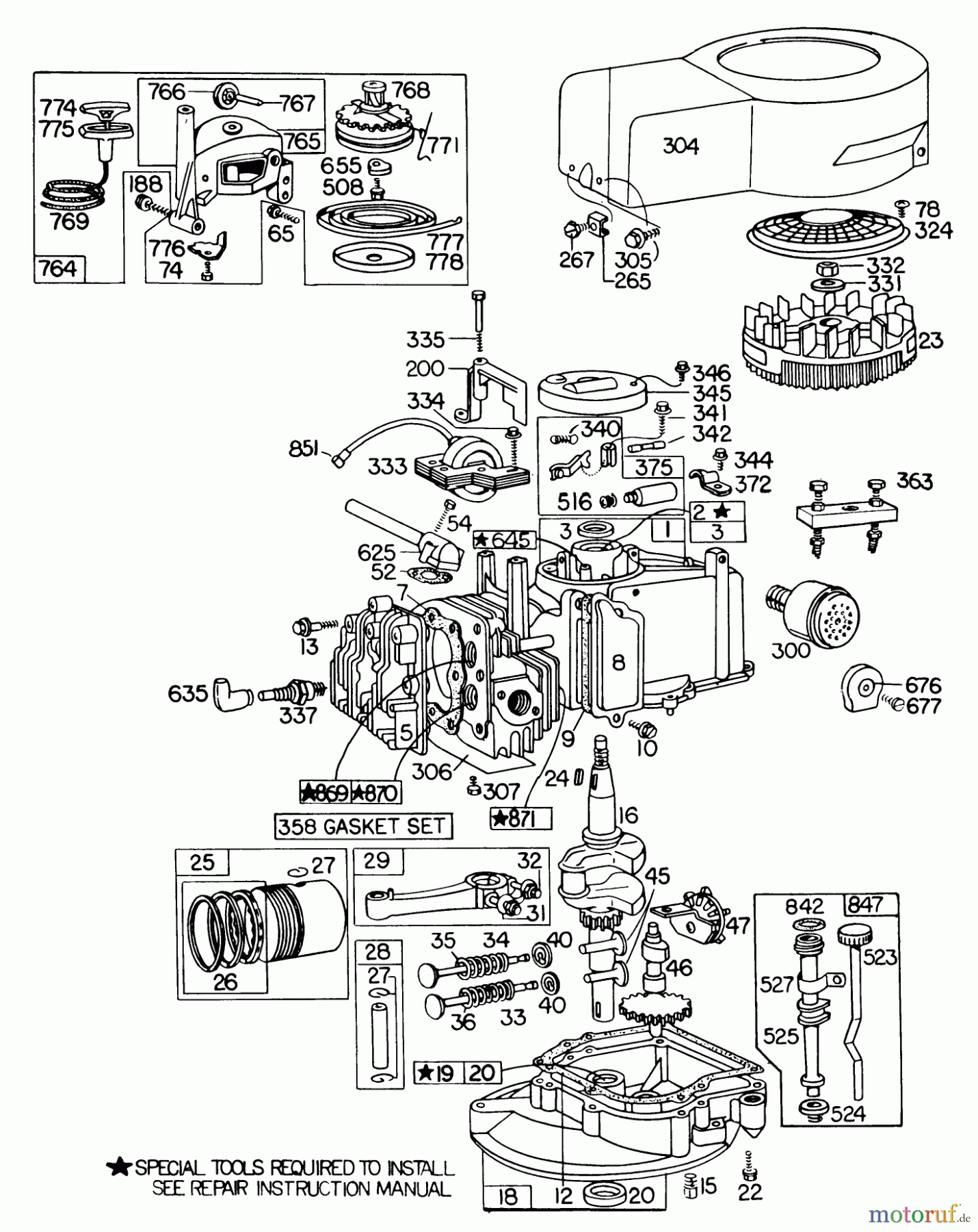  Toro Neu Mowers, Walk-Behind Seite 1 20785 - Toro Lawnmower, 1980 (0000001-0999999) ENGINE BRIGGS & STRATTON MODEL NO. 110908-0380-02