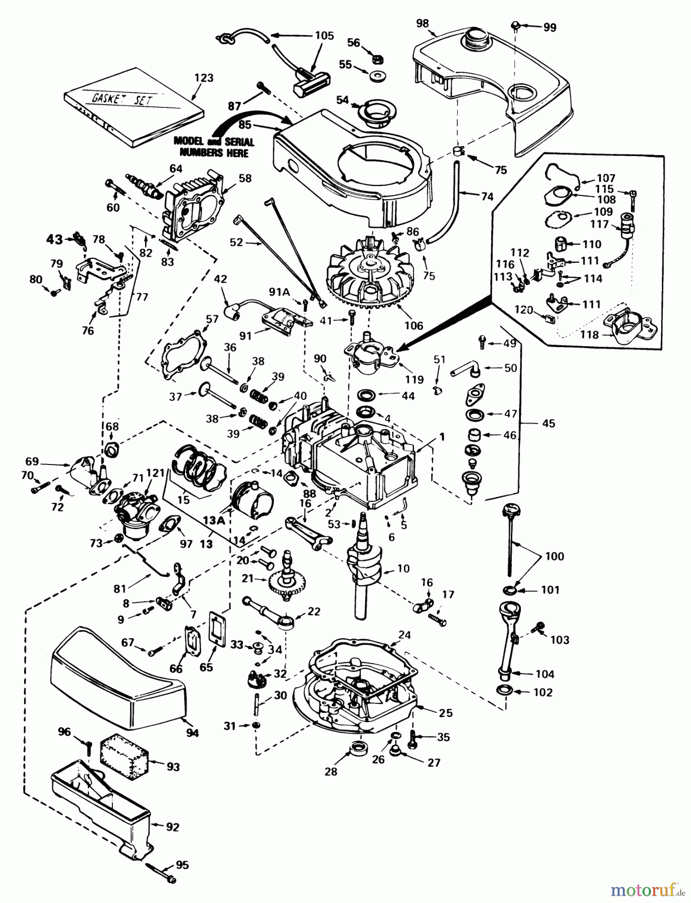  Toro Neu Mowers, Walk-Behind Seite 1 20790 - Toro Lawnmower, 1981 (1000001-1999999) ENGINE TECUMSEH MODEL NO. TNT 100-10061D