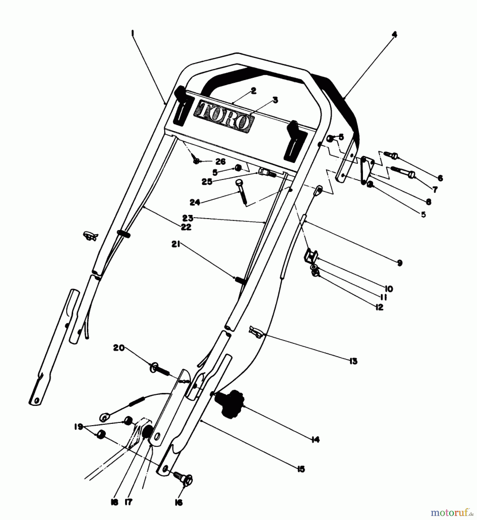  Toro Neu Mowers, Walk-Behind Seite 1 20810 - Toro Lawnmower, 1982 (2000001-2999999) HANDLE ASSEMBLY