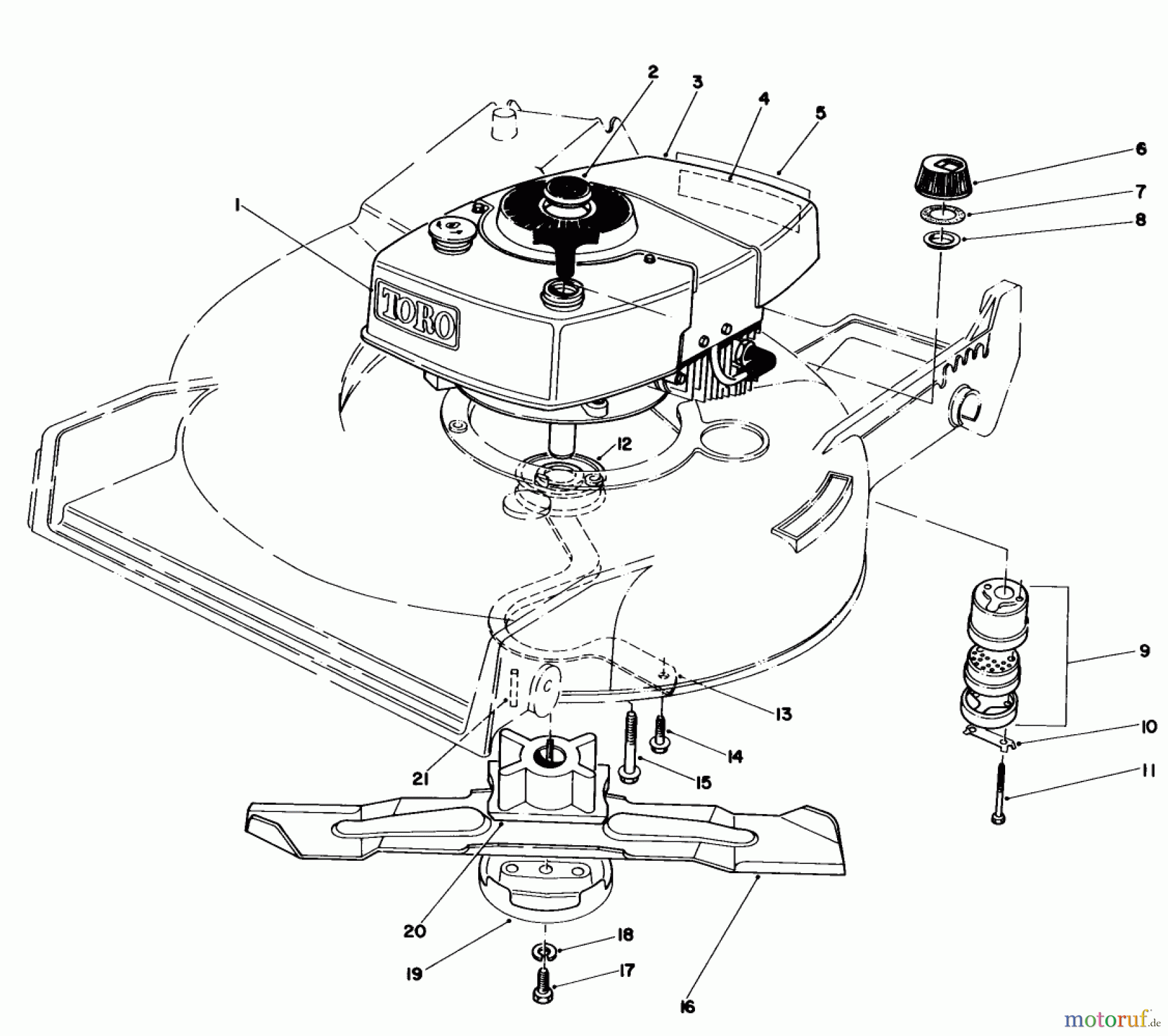  Toro Neu Mowers, Walk-Behind Seite 1 20810 - Toro Lawnmower, 1983 (3000001-3999999) ENGINE ASSEMBLY
