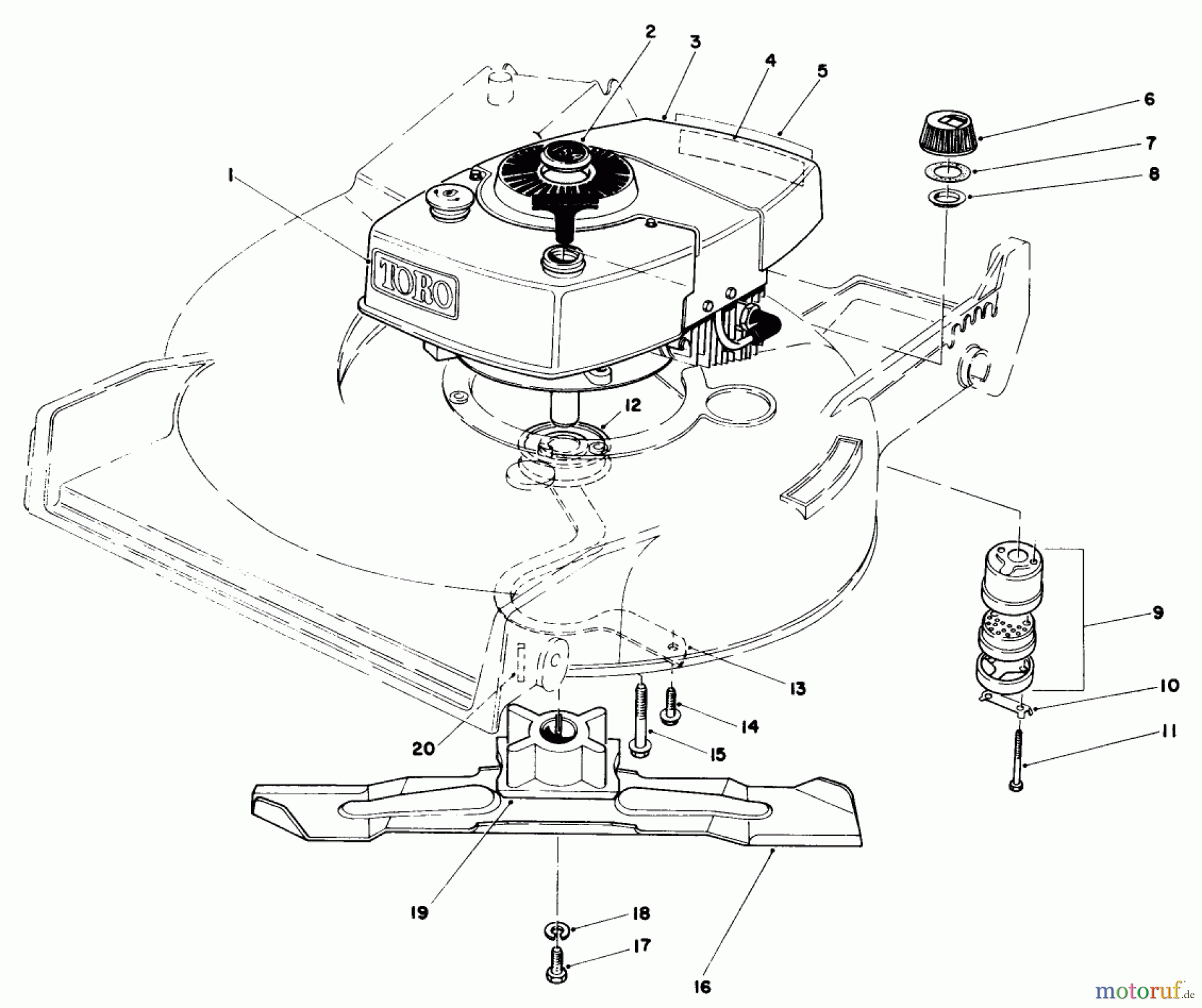  Toro Neu Mowers, Walk-Behind Seite 1 20810 - Toro Lawnmower, 1984 (4000001-4999999) ENGINE ASSEMBLY